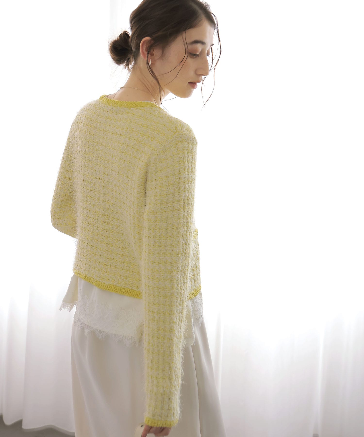 ファンシーMIXノーカラーカーディガン