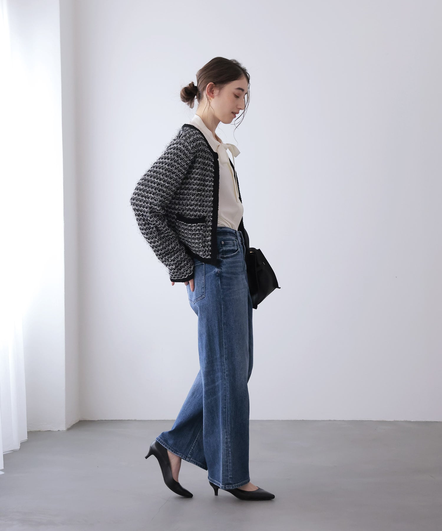 ファンシーMIXノーカラーカーディガン