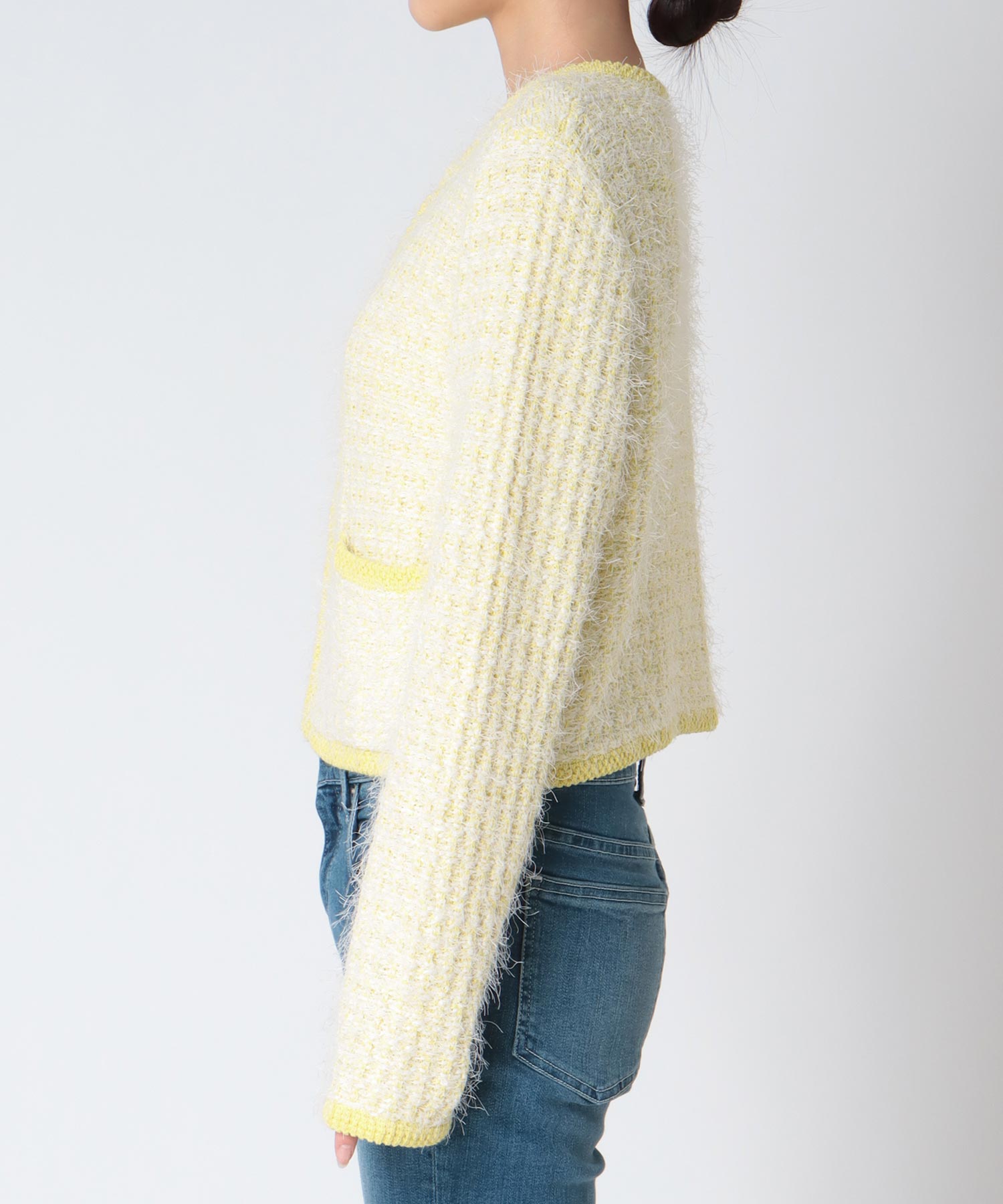 ファンシーMIXノーカラーカーディガン