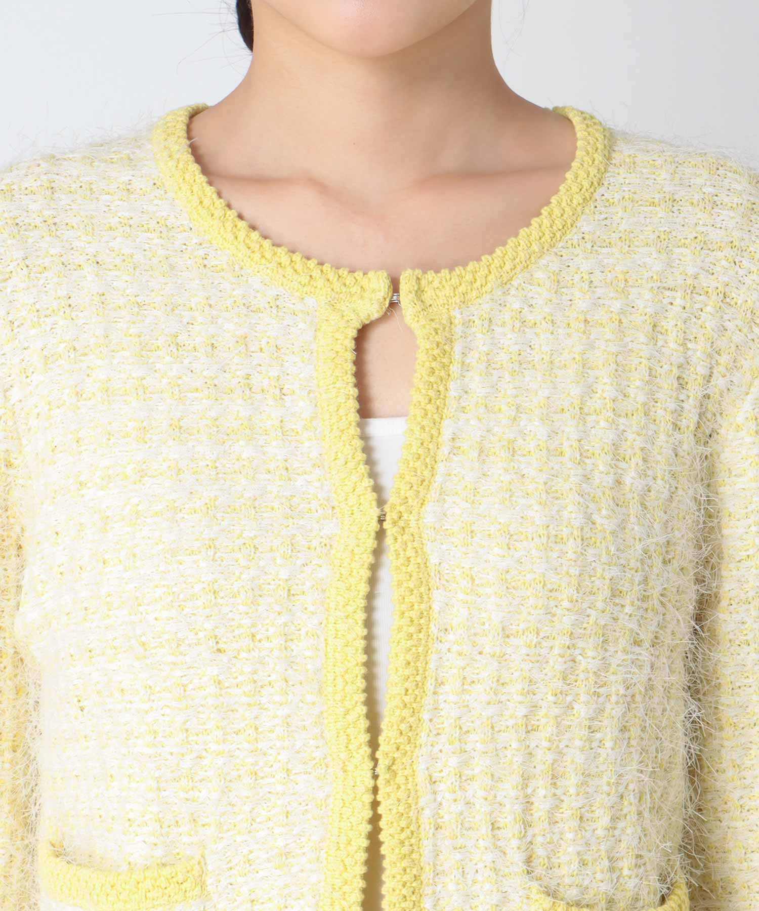 ファンシーMIXノーカラーカーディガン