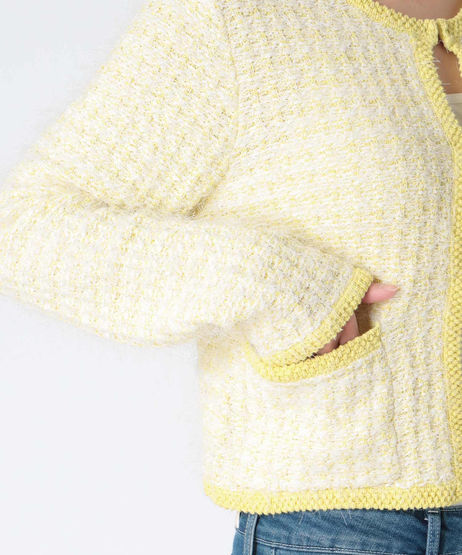 ファンシーMIXノーカラーカーディガン