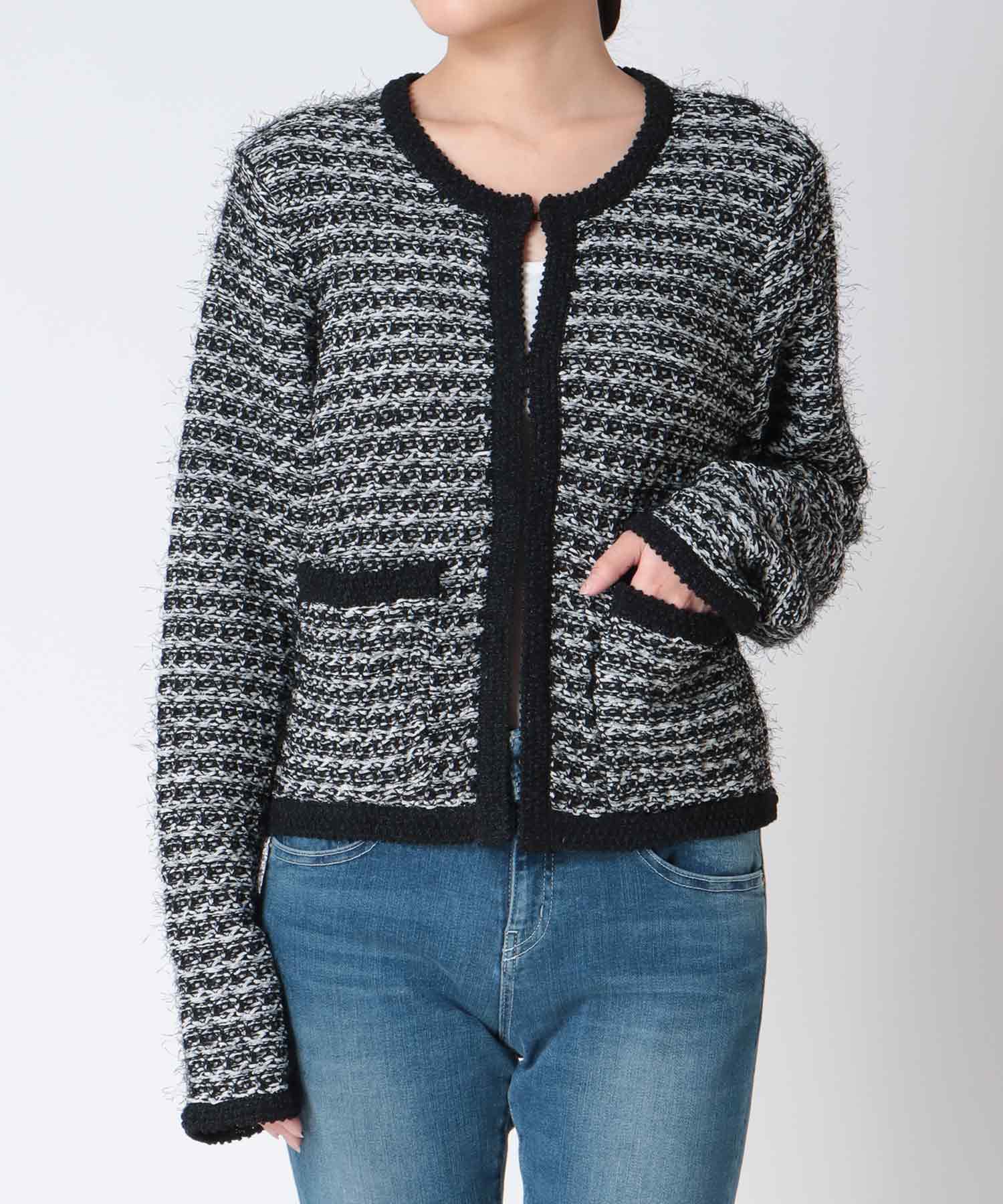 ファンシーMIXノーカラーカーディガン