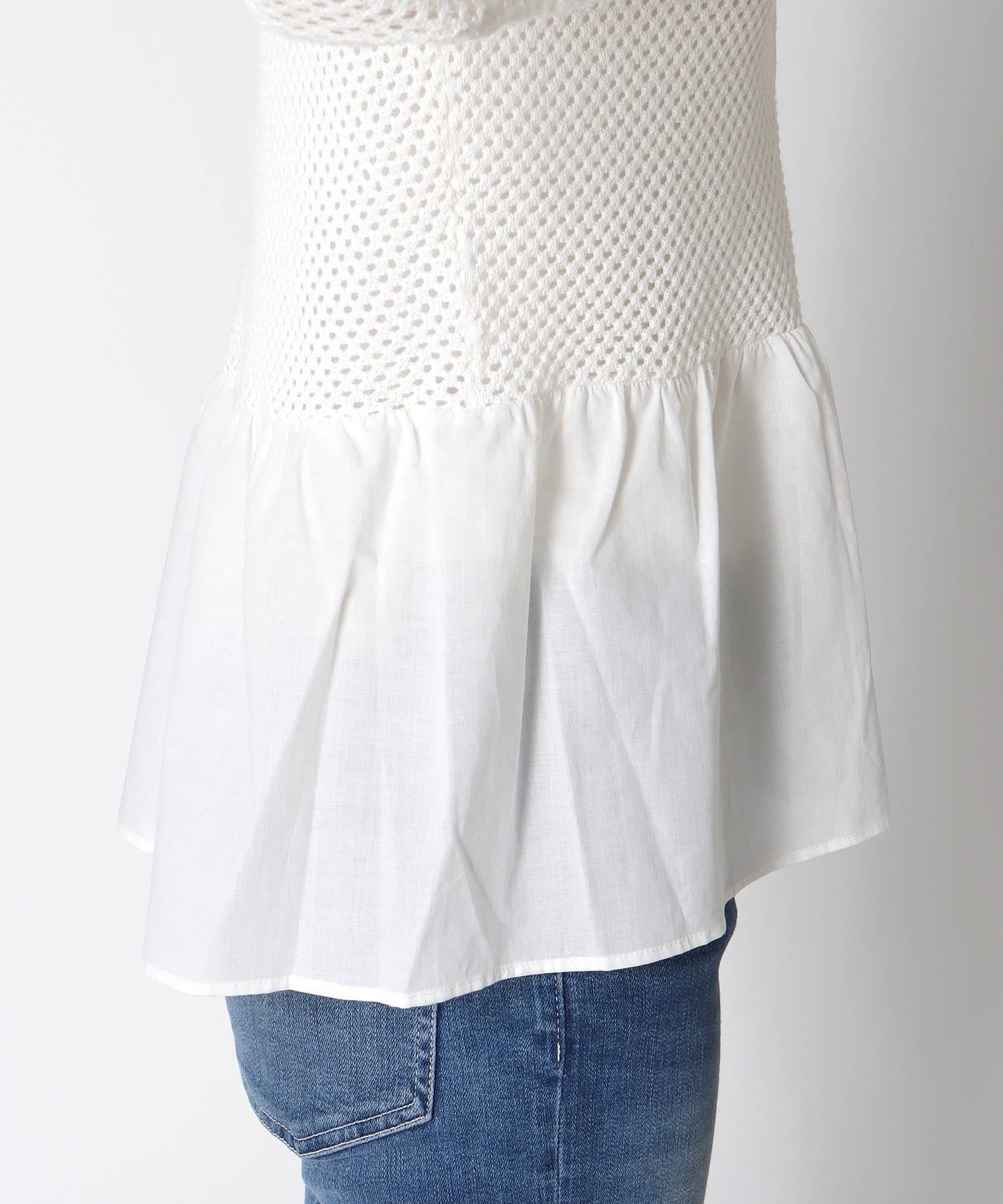 メッシュ編みペプラムカーディガン