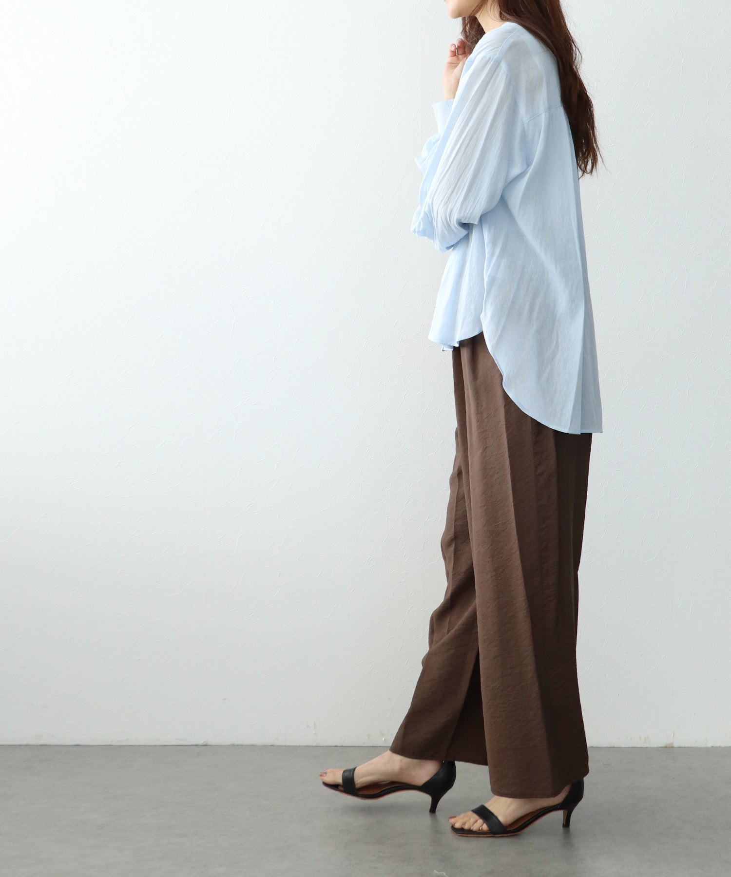 テンセルナイロンワイドパンツ