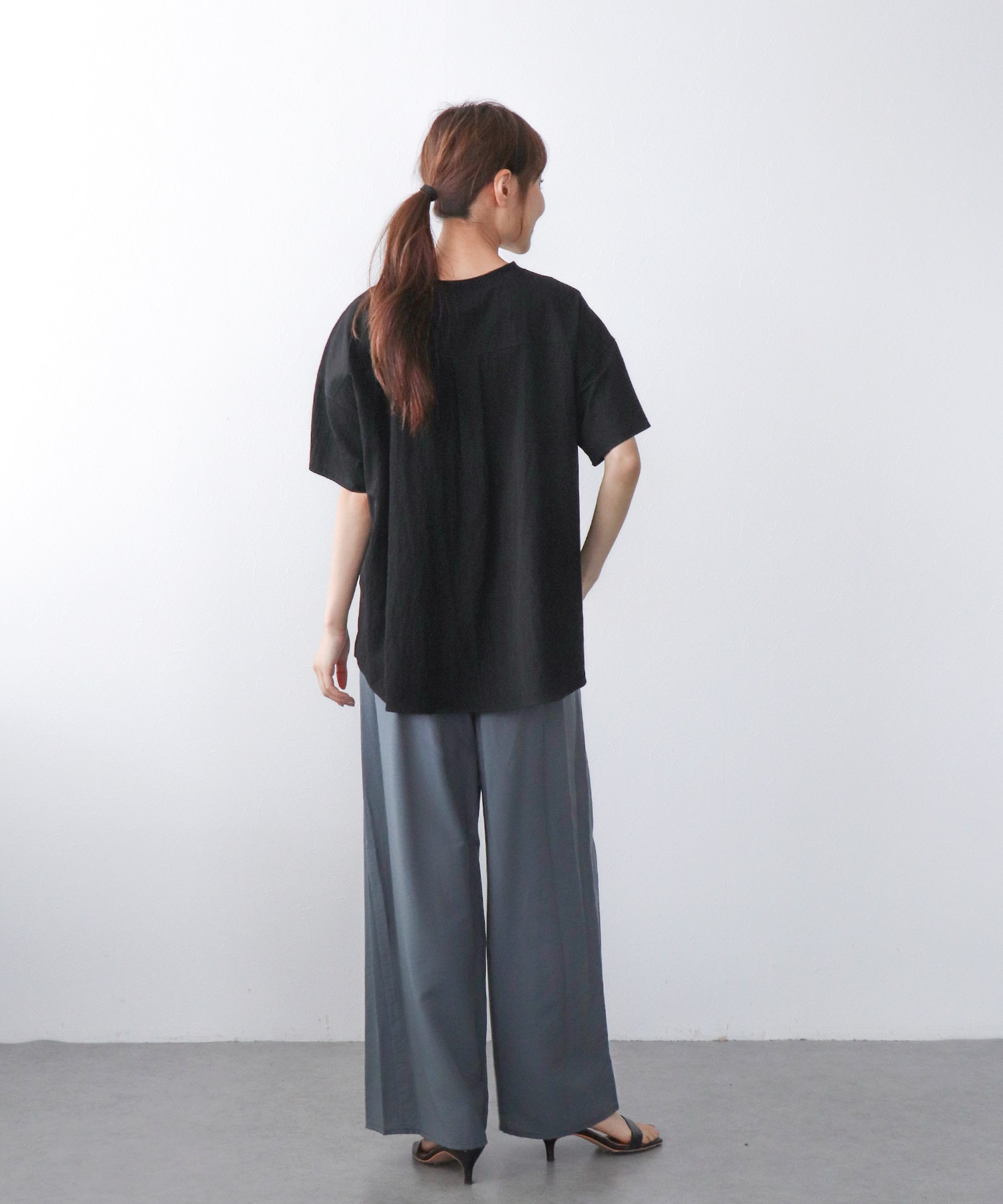 テンセルナイロンワイドパンツ