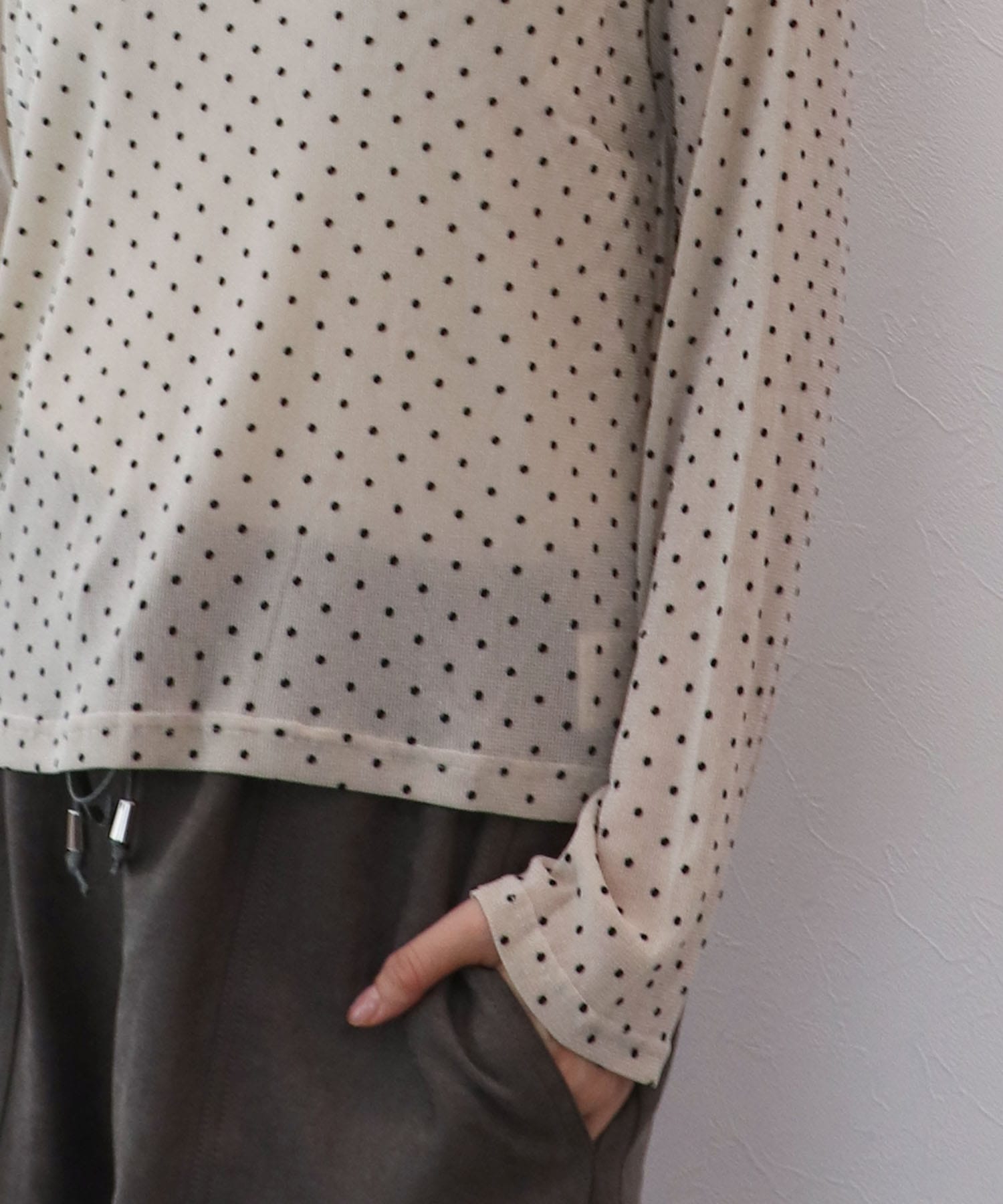 ラメフロッキードットロングＴシャツ