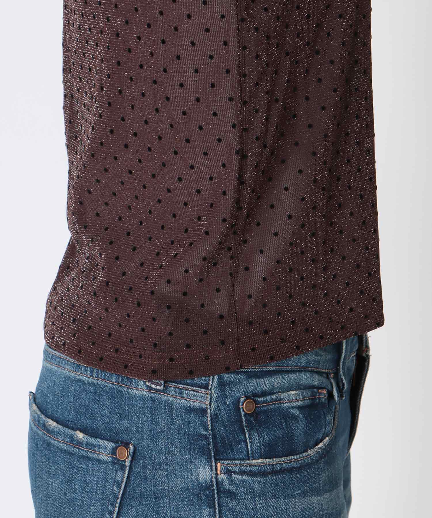 ラメフロッキードットロングＴシャツ