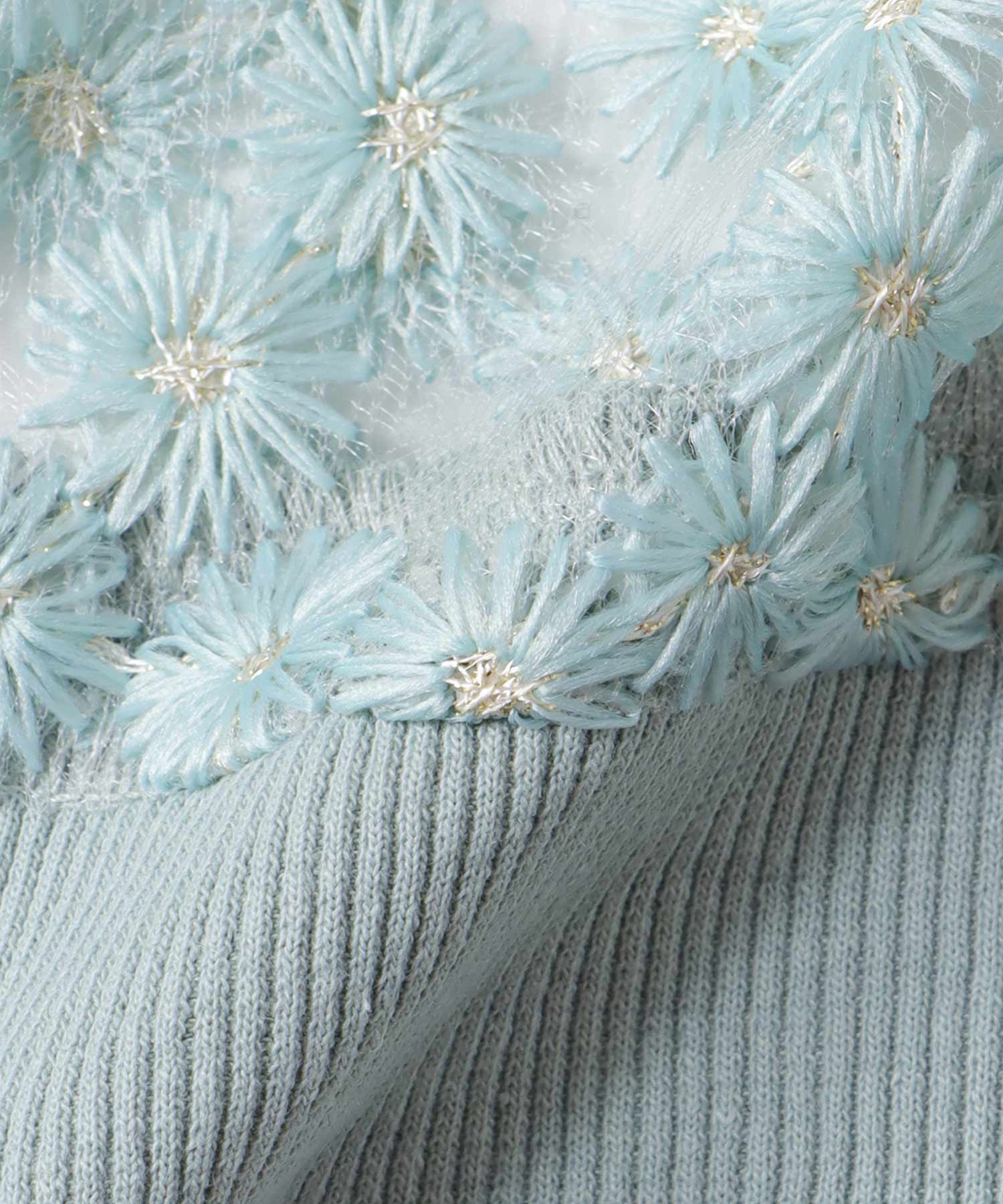 【新品同様】ダイアグラム　刺繍　カーディガン　ブルー　レース　コート 前後2wayデイジー刺繍レースカーディガン | AND ON JIONE STORE