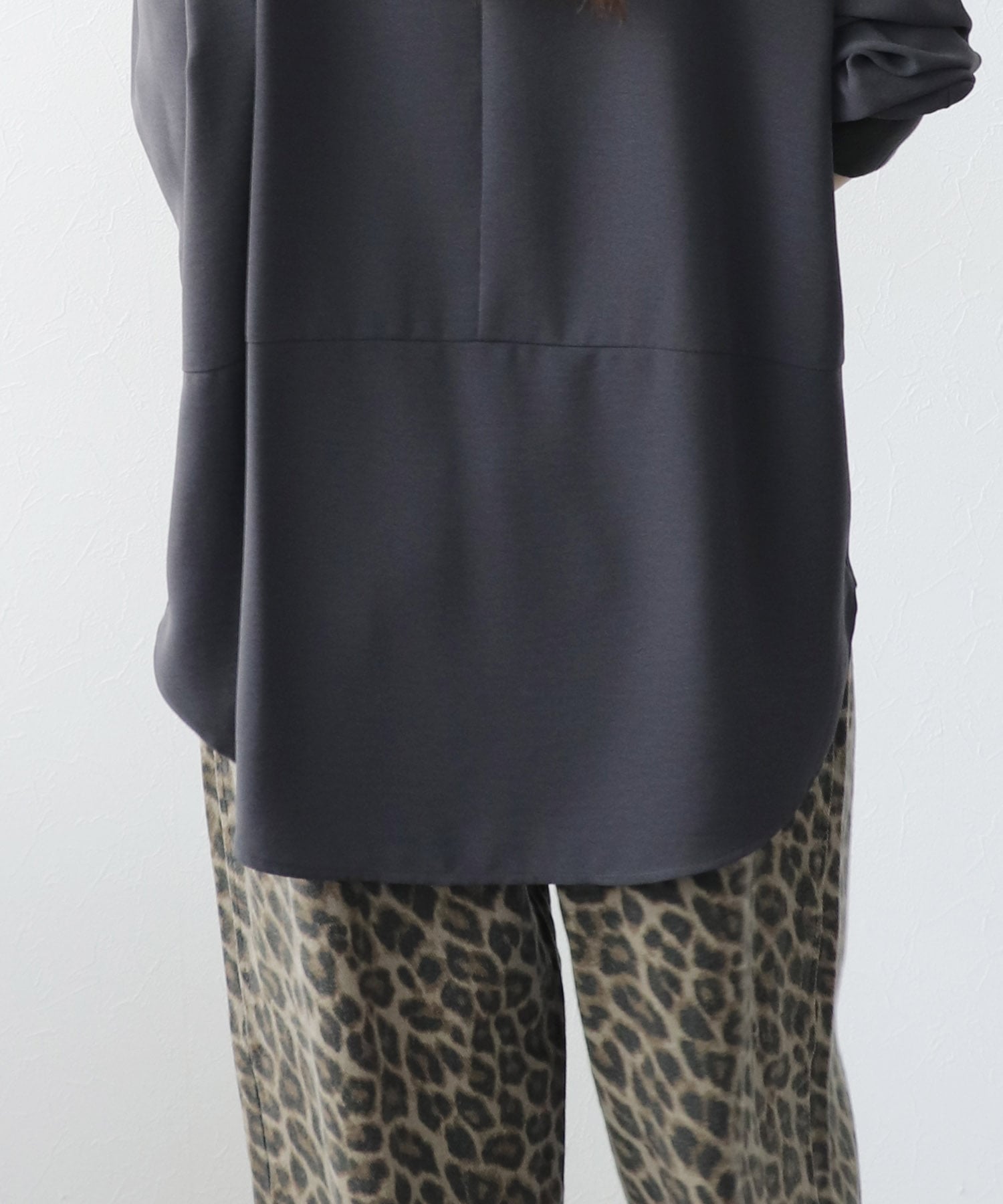 ジョーゼット×リブチェックブラウス