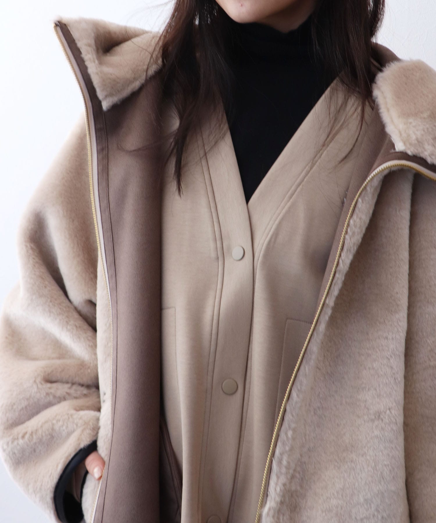 ファーボンディングショート丈コート