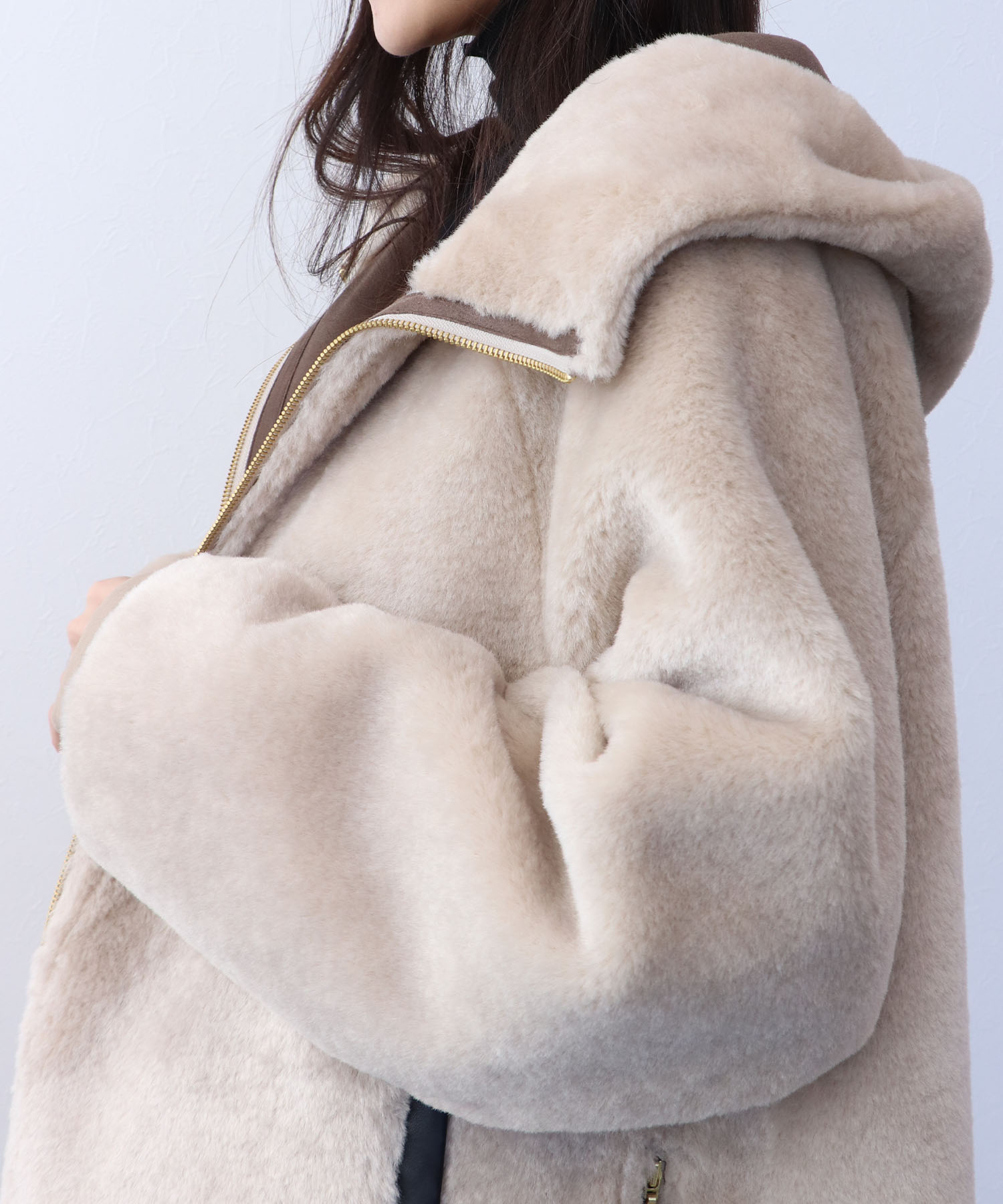 ファーボンディングショート丈コート