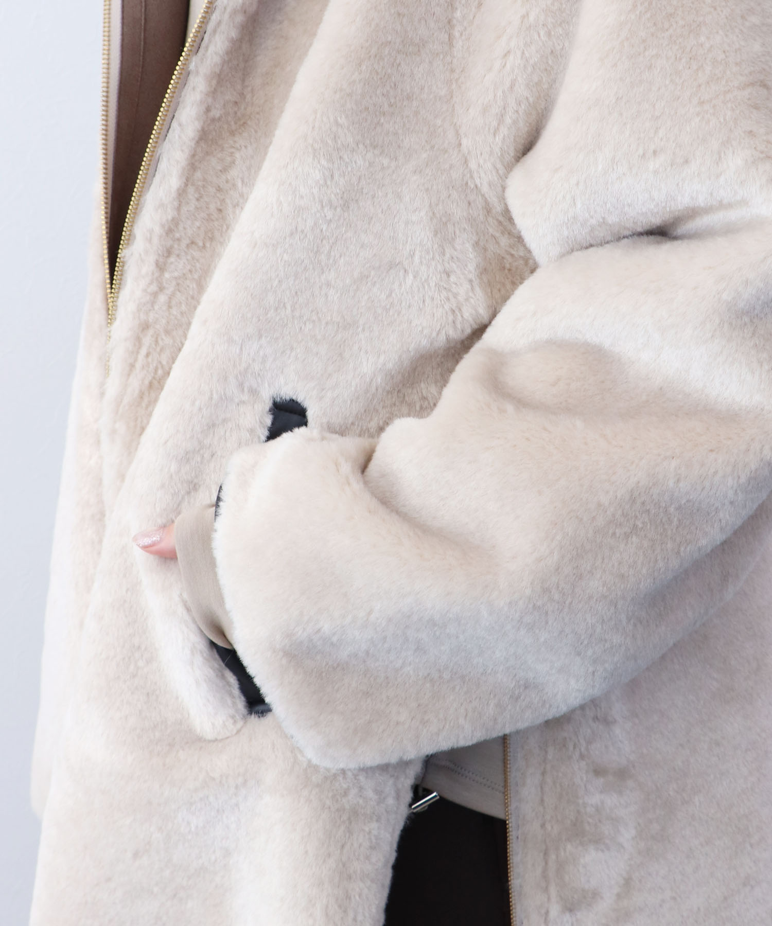 ファーボンディングショート丈コート