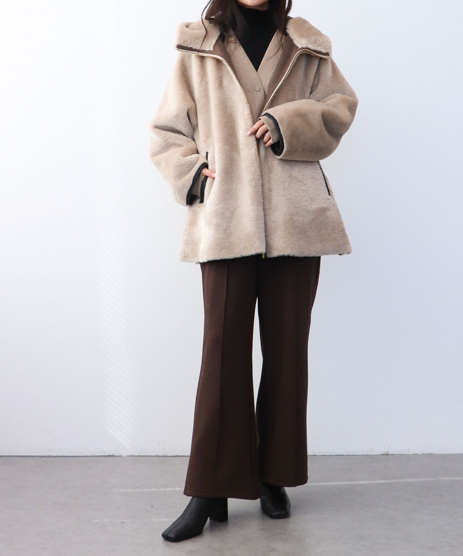 ファーボンディングショート丈コート