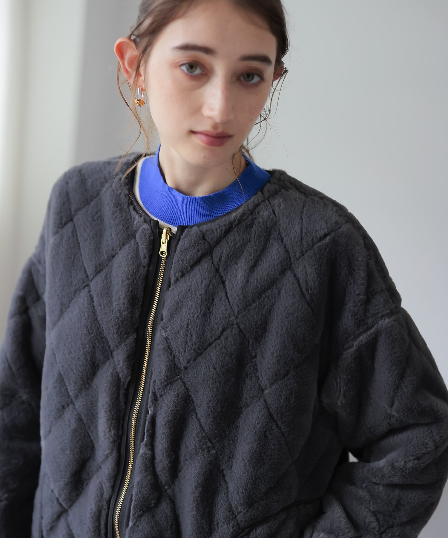 ファーキルトリバーシブルブルゾン
