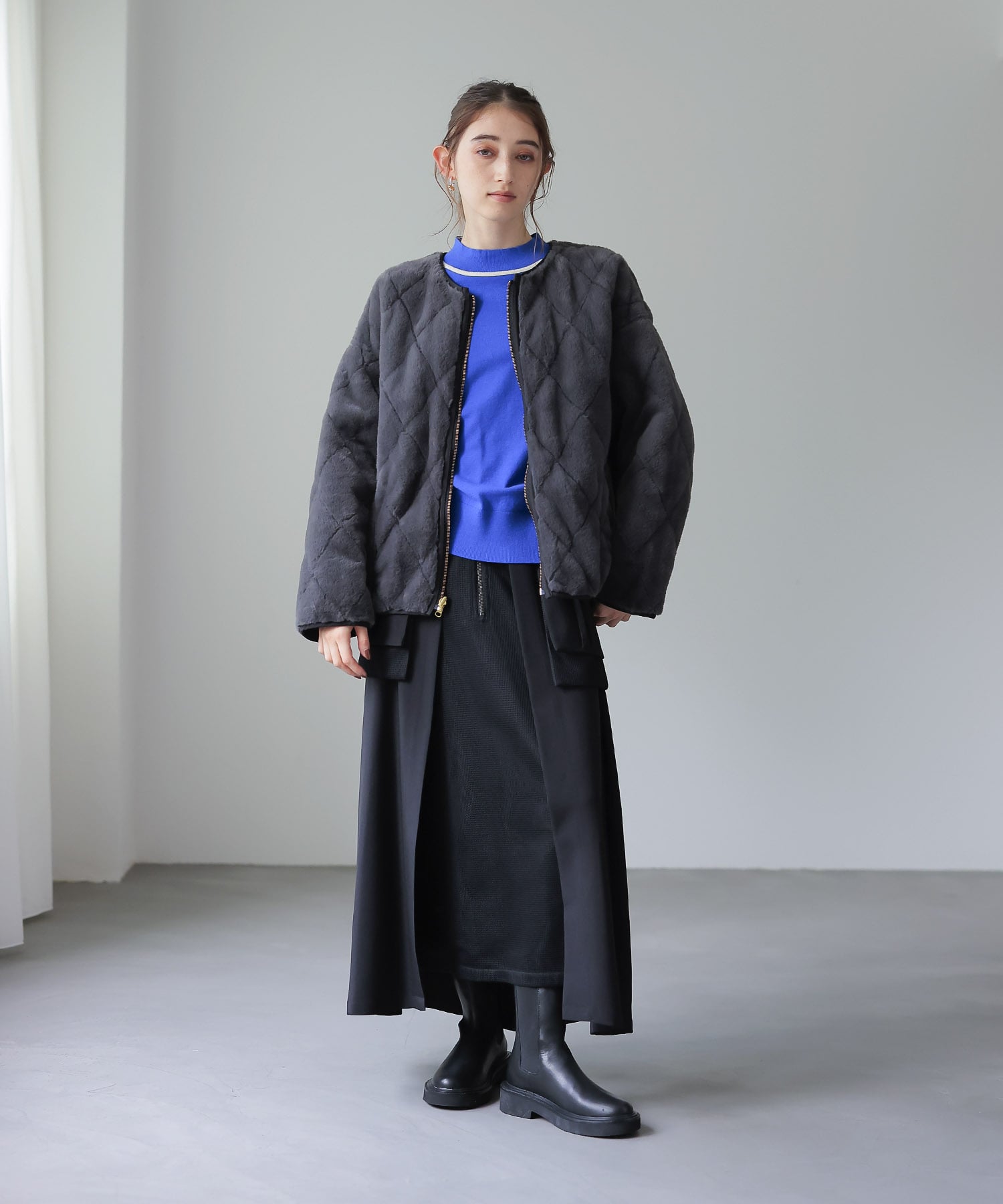 ファーキルトリバーシブルブルゾン
