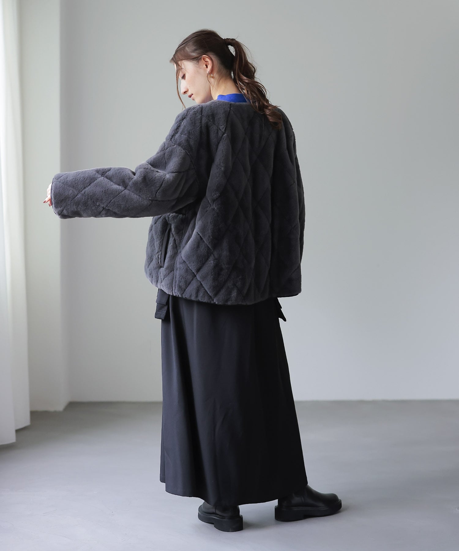 ファーキルトリバーシブルブルゾン