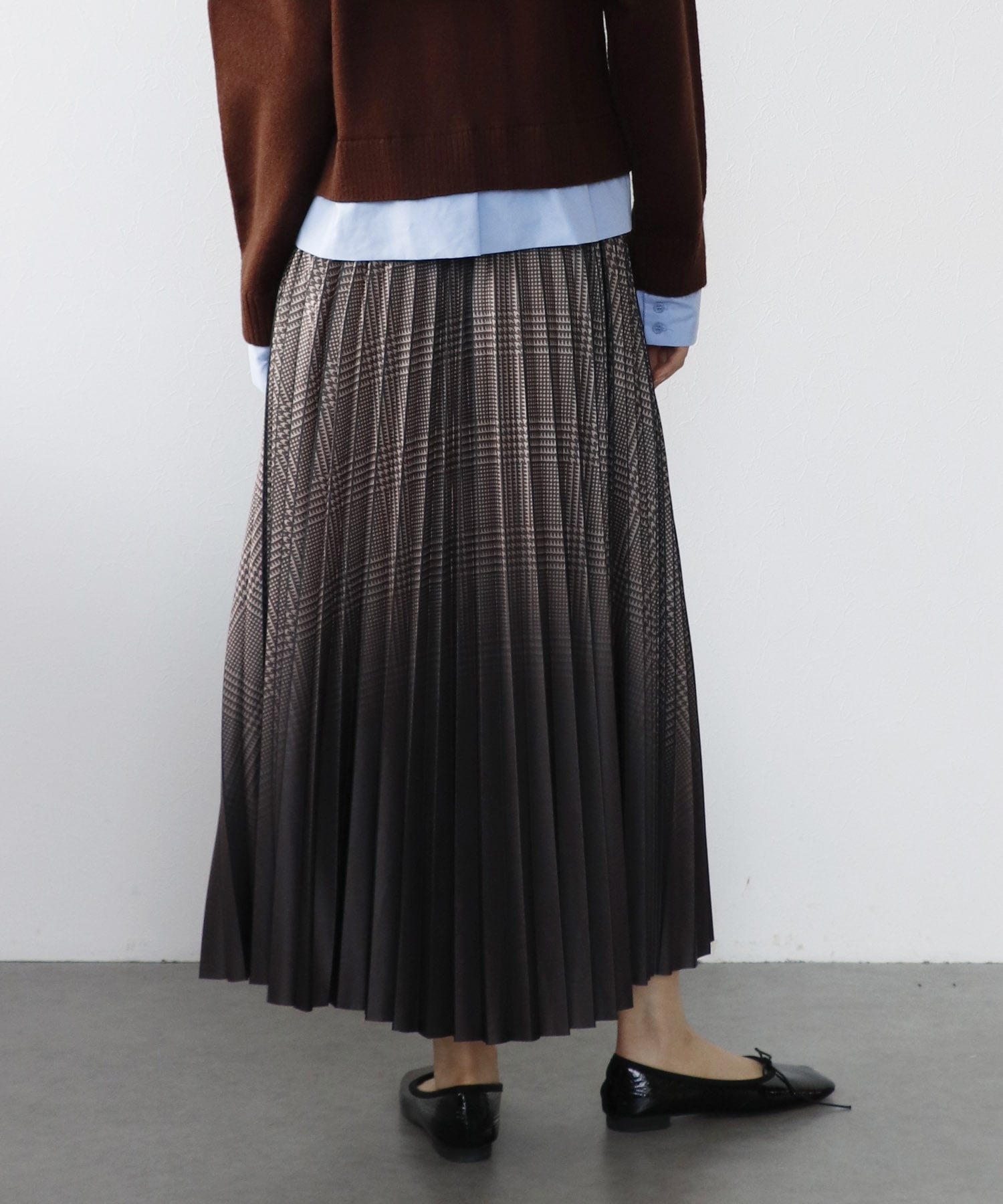 チェックニット柄プリーツスカート