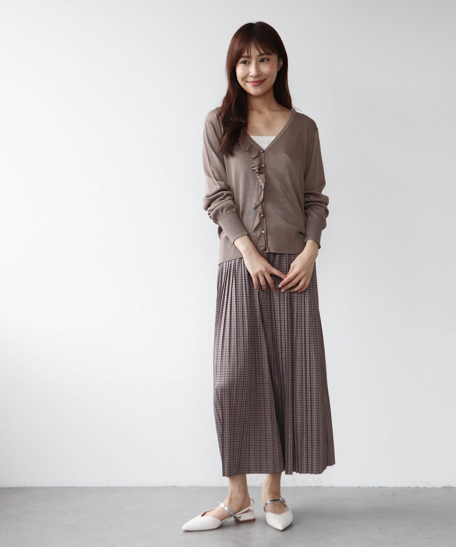 リバーシブルチェックプリーツスカート