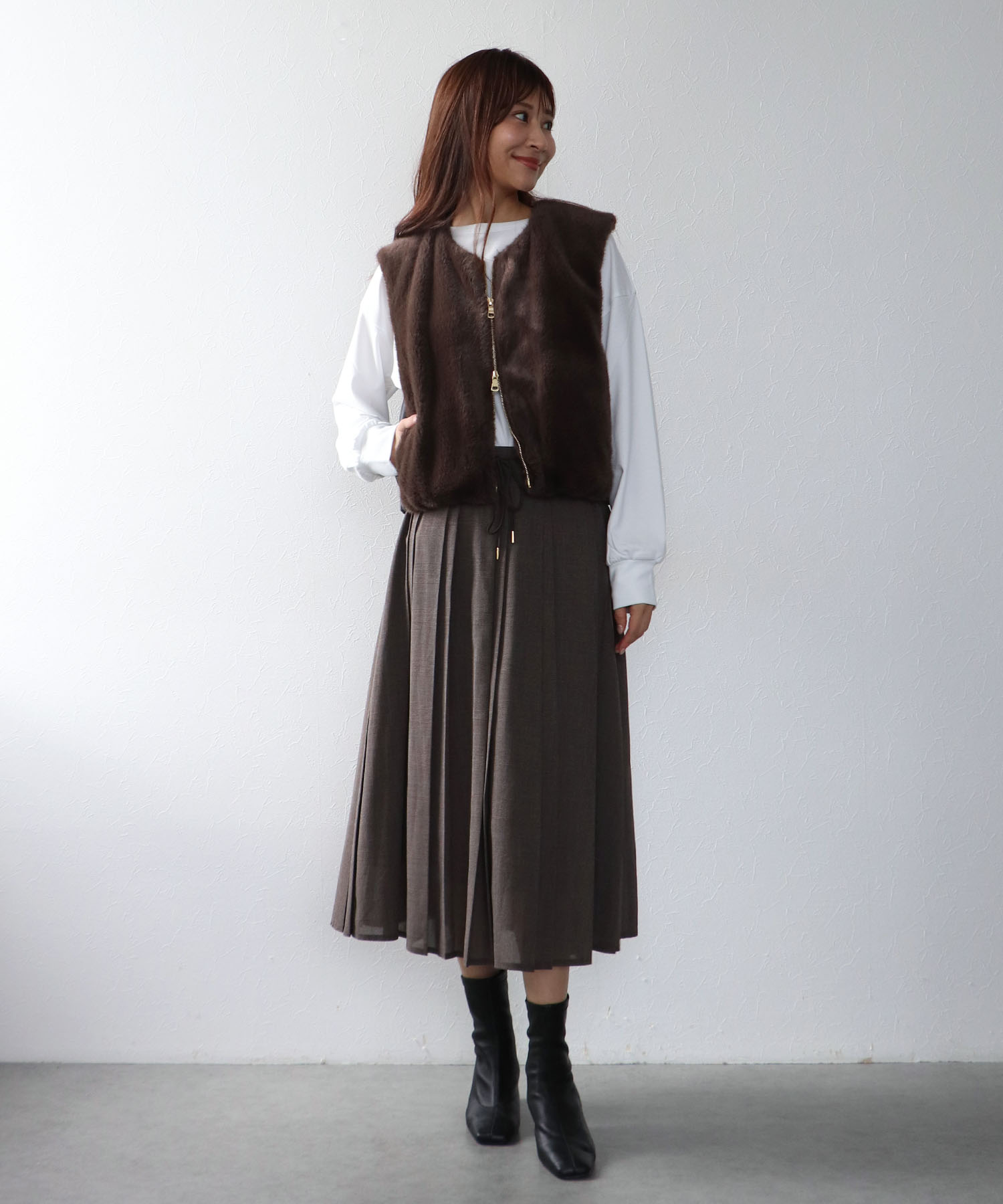チェック柄プリーツスカート