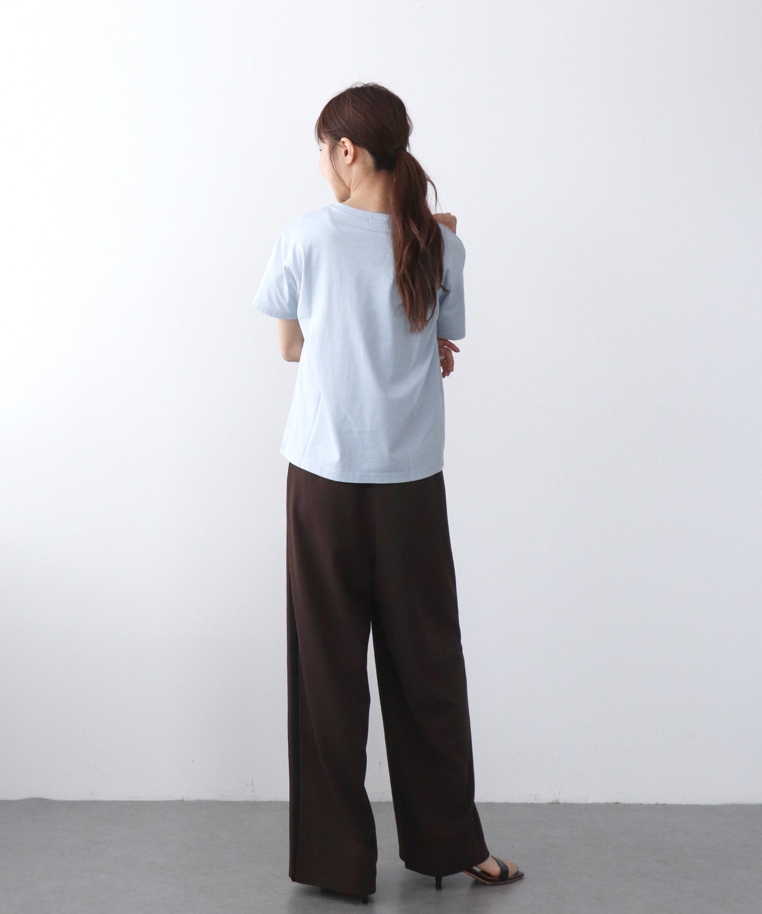 カットジャカードワイドパンツ