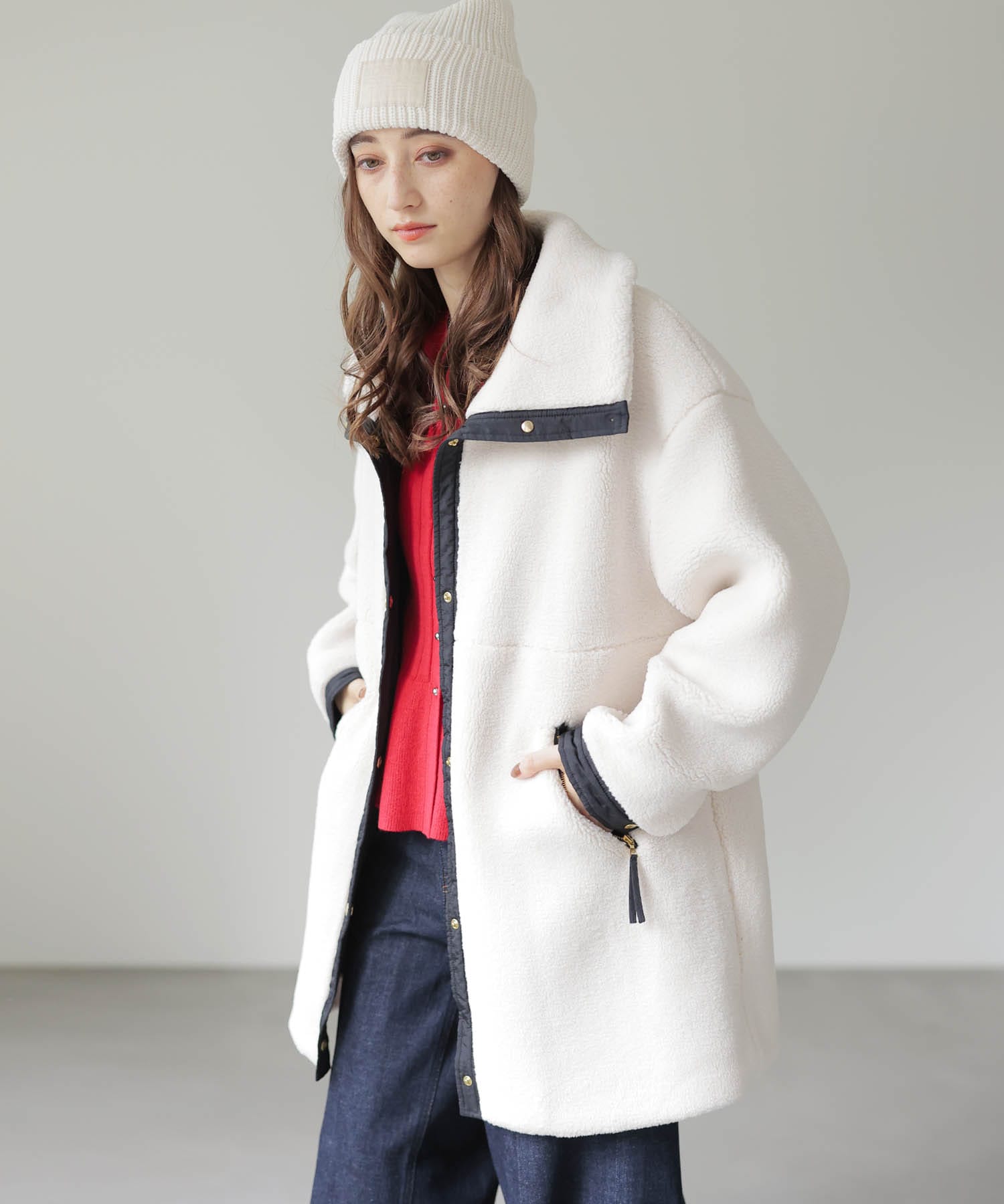 ボアスタンドネックコート | AND ON JIONE STORE（アンドオン）公式