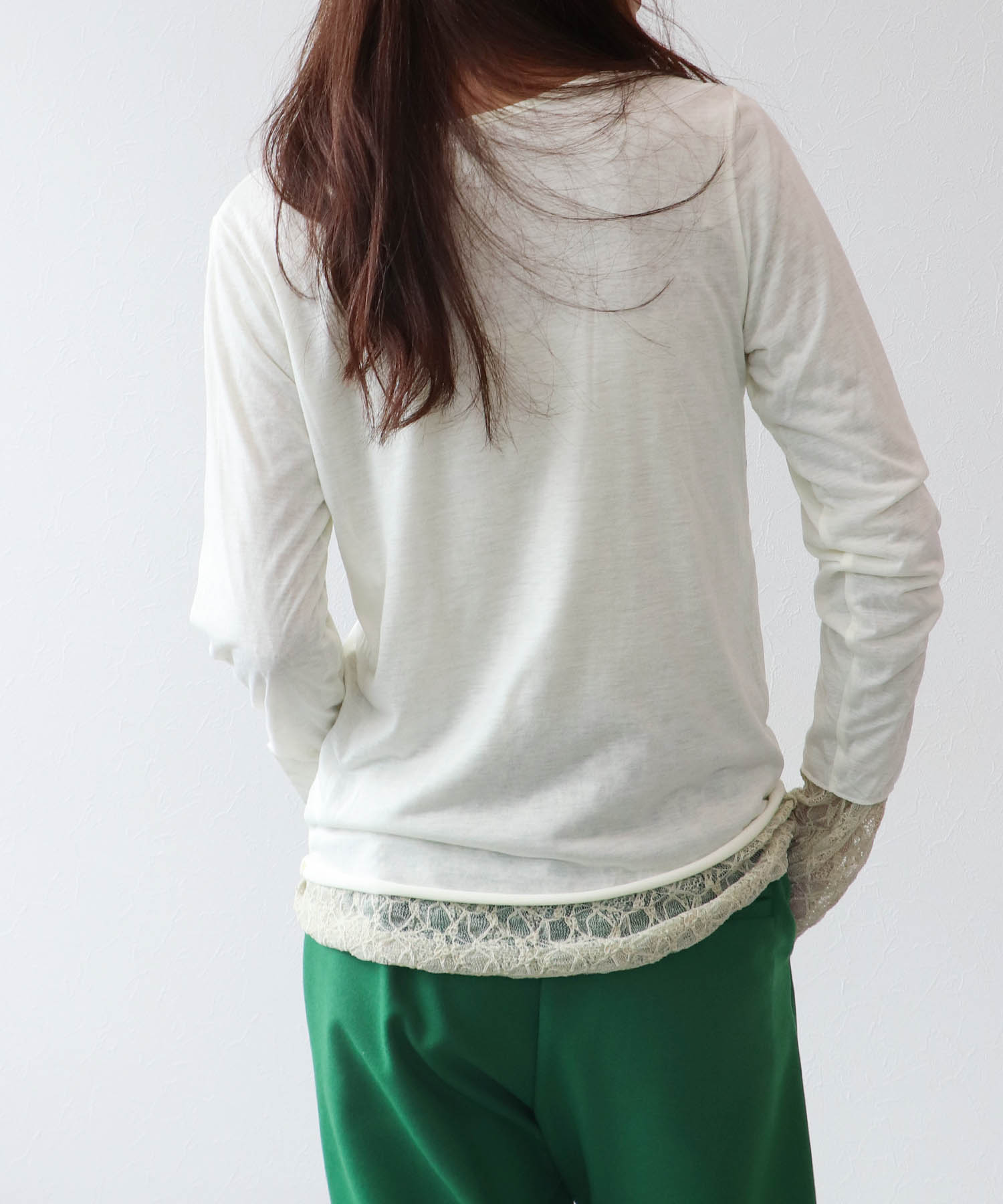 リバーシブルレースロングTシャツ
