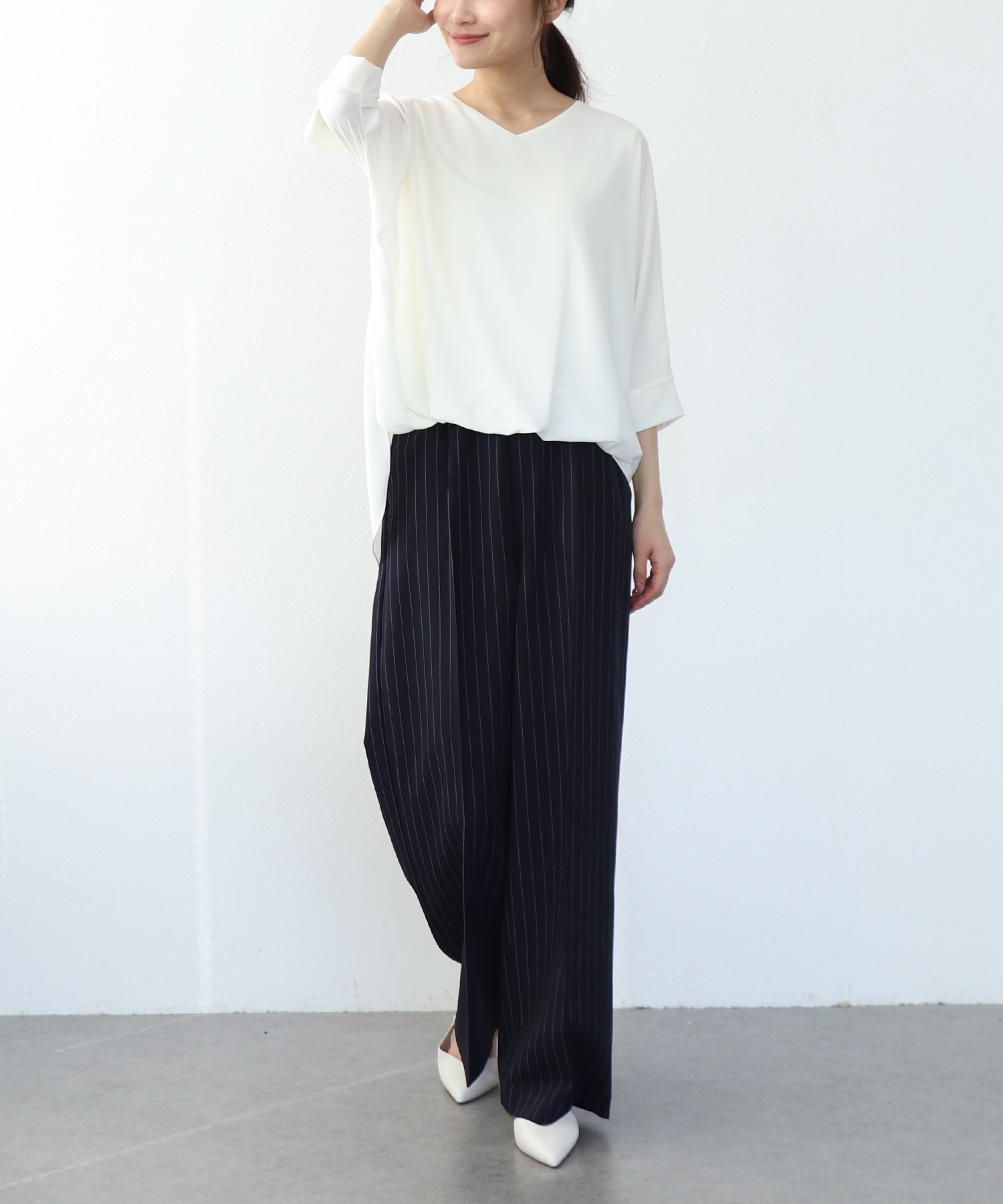 シフォンブラウジングブラウス