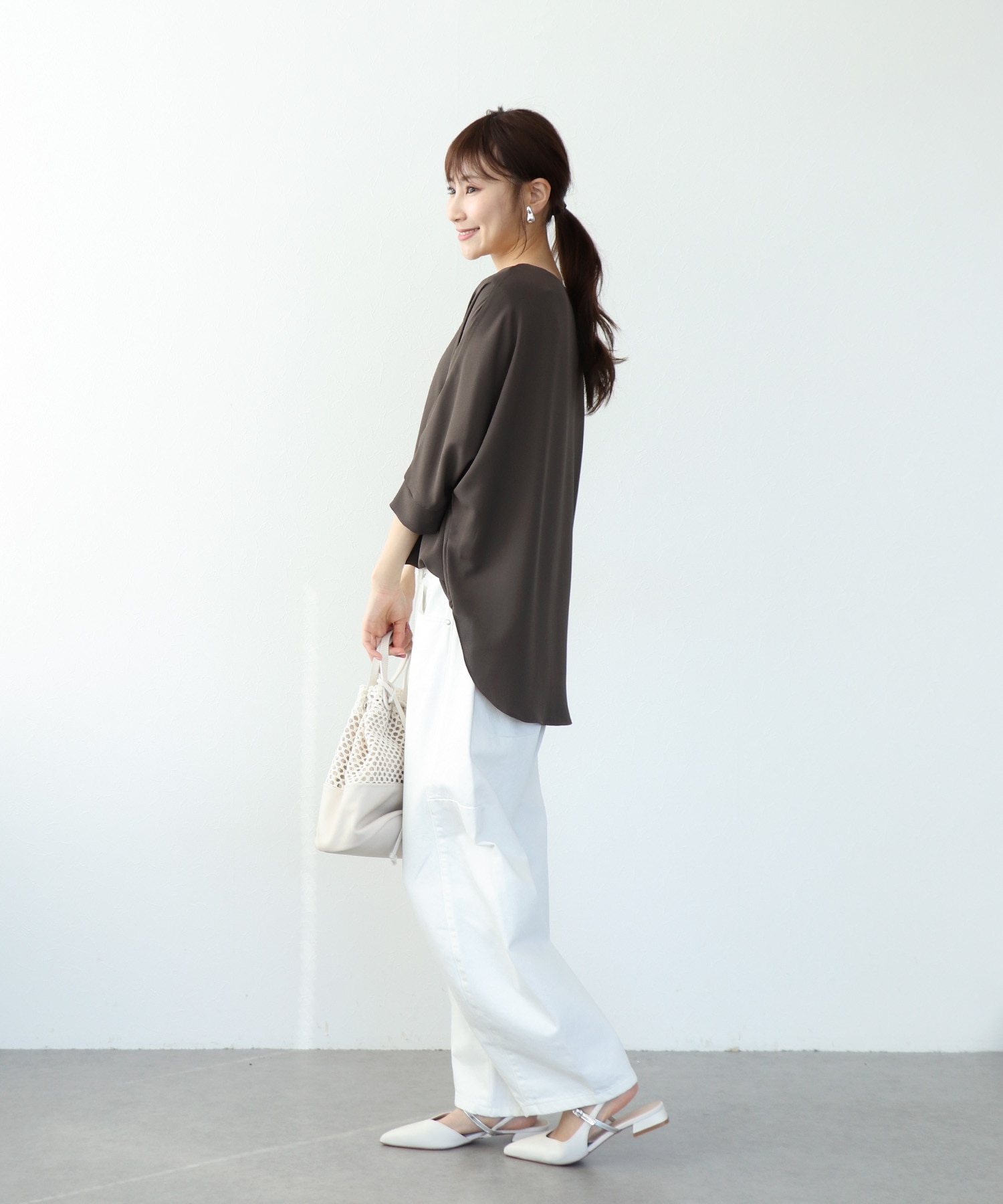 シフォンブラウジングブラウス