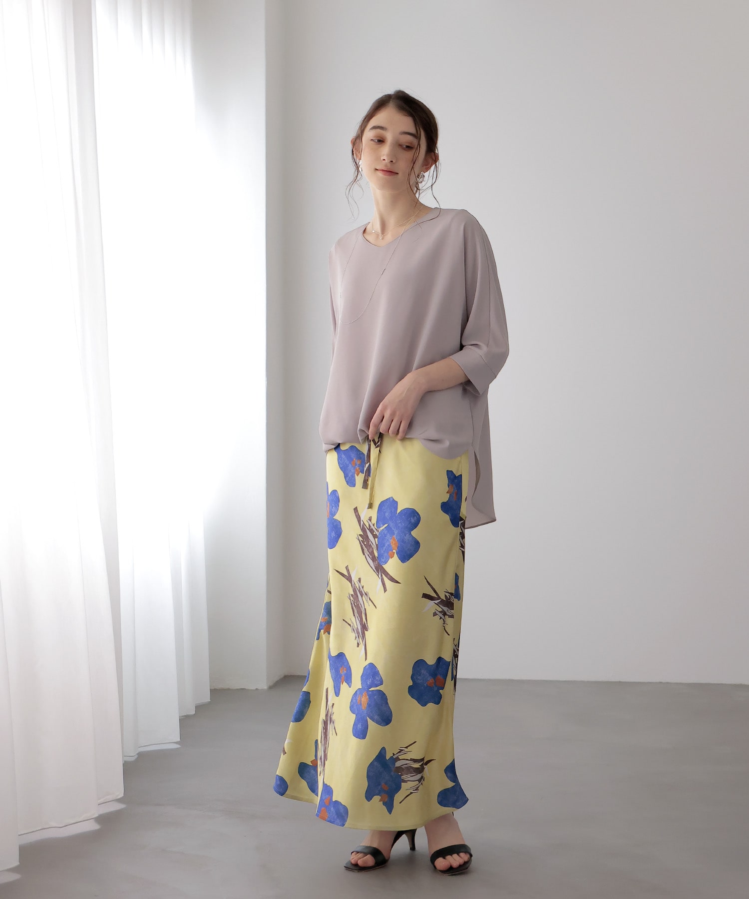 シフォンブラウジングブラウス