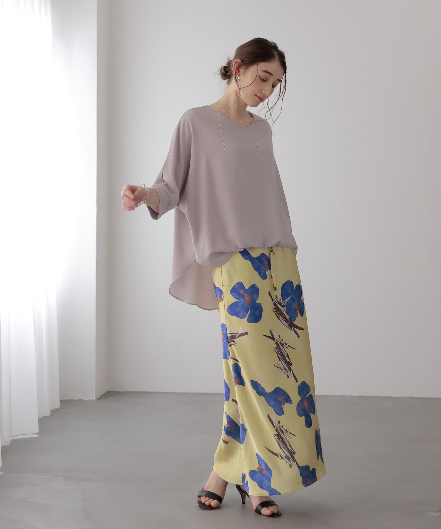 シフォンブラウジングブラウス