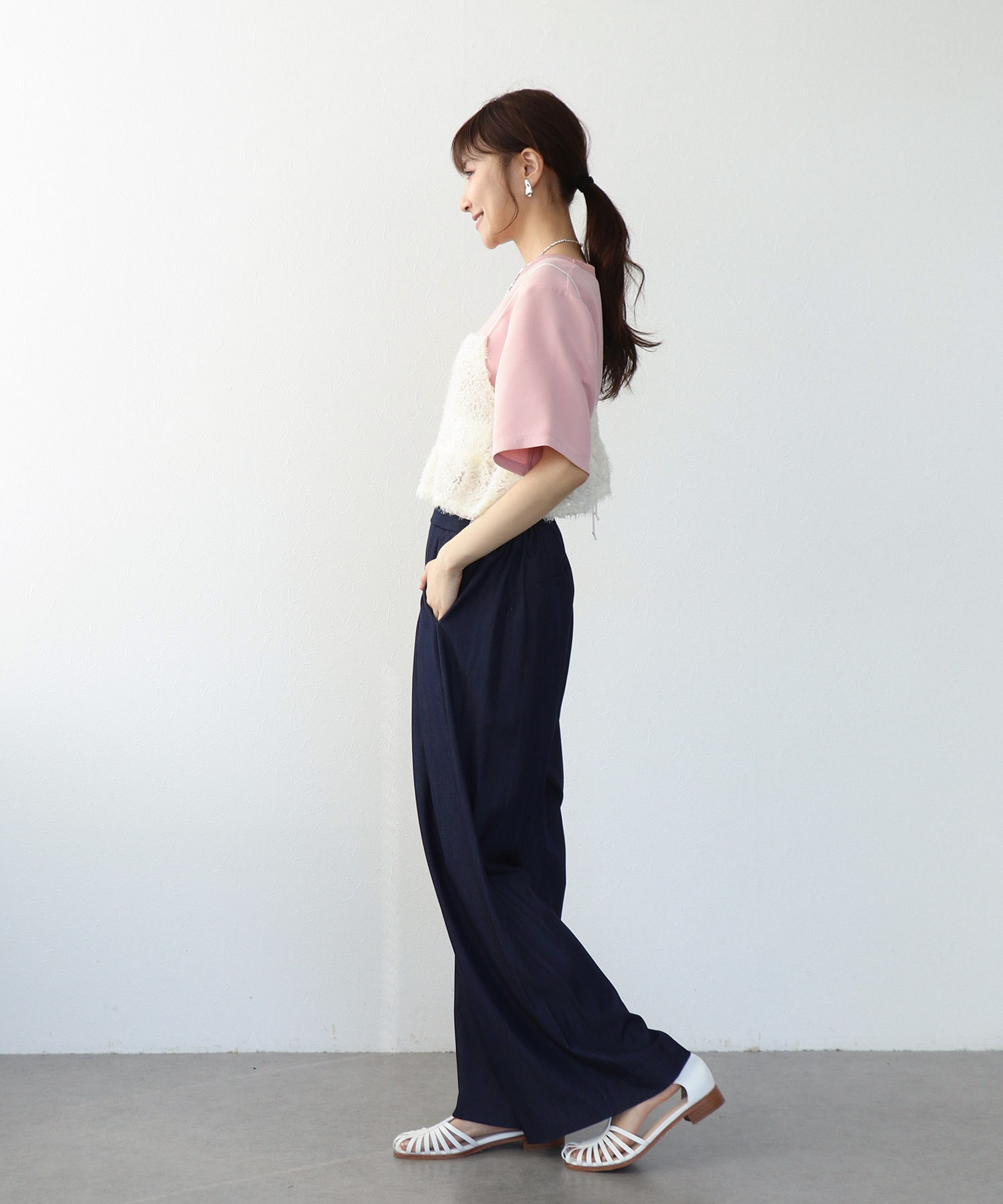 テンセルデニム2タックワイドパンツ