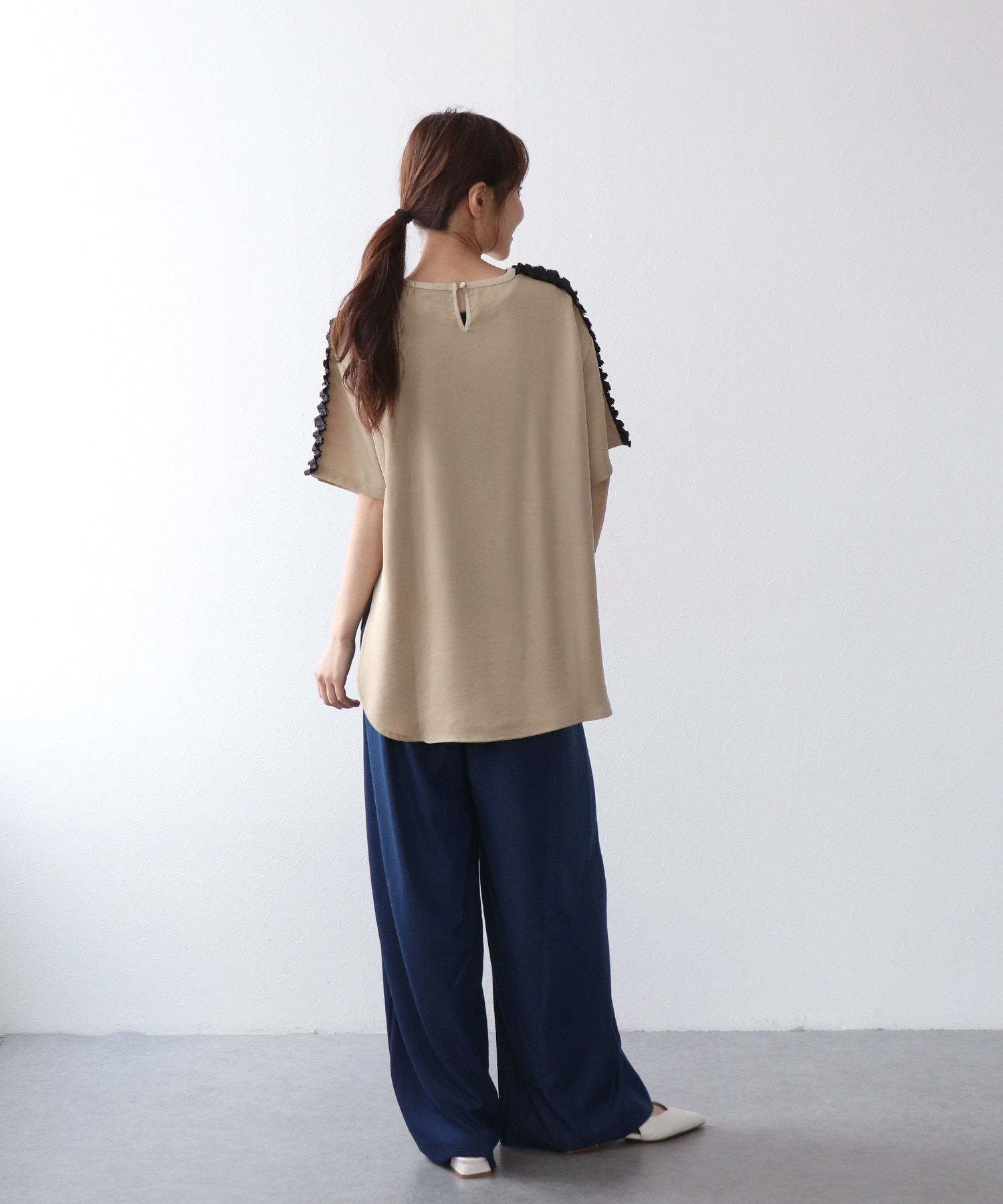 テンセルデニム2タックワイドパンツ