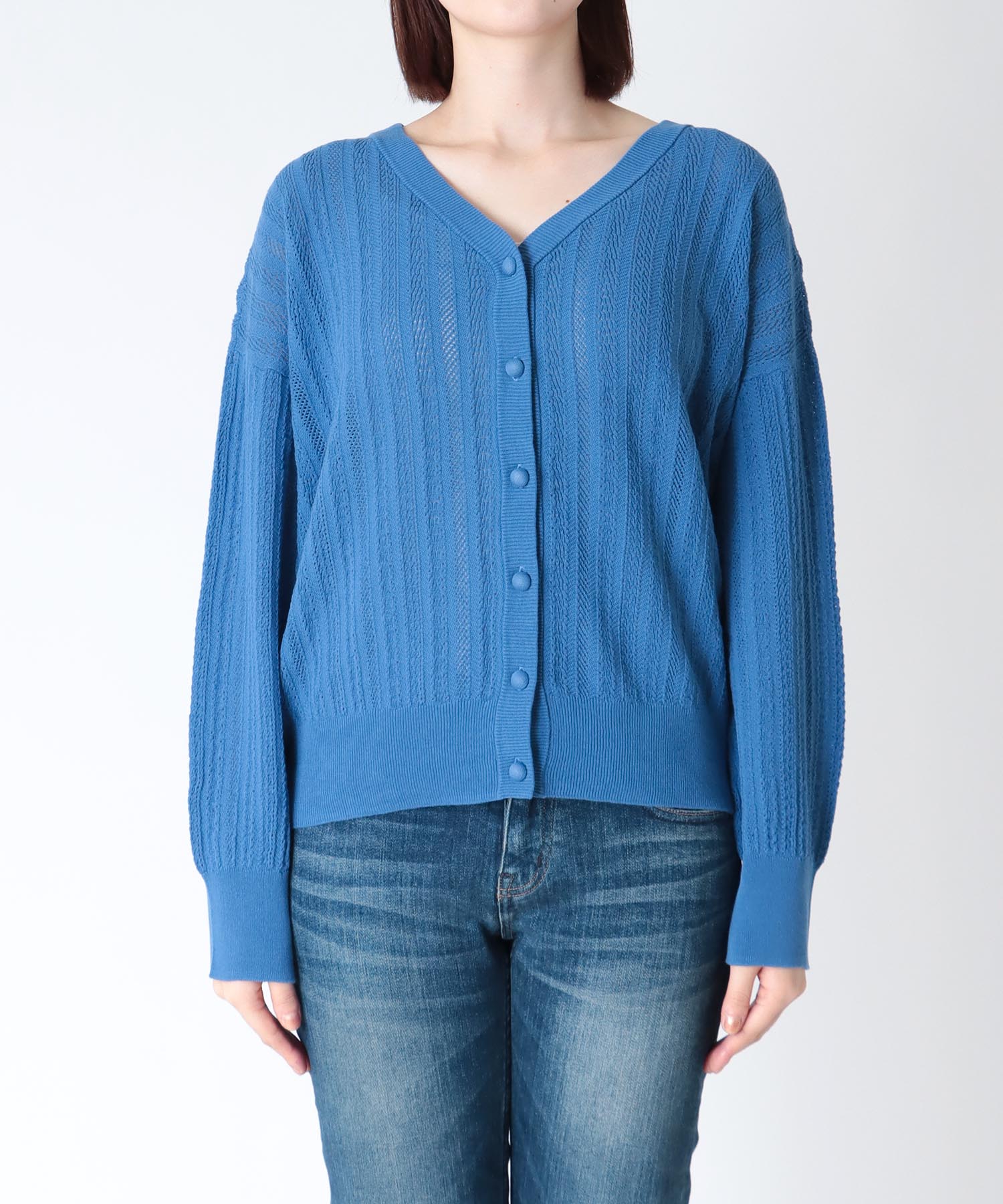 レース編み 前後2wayニット・カーディガン | AND ON JIONE STORE