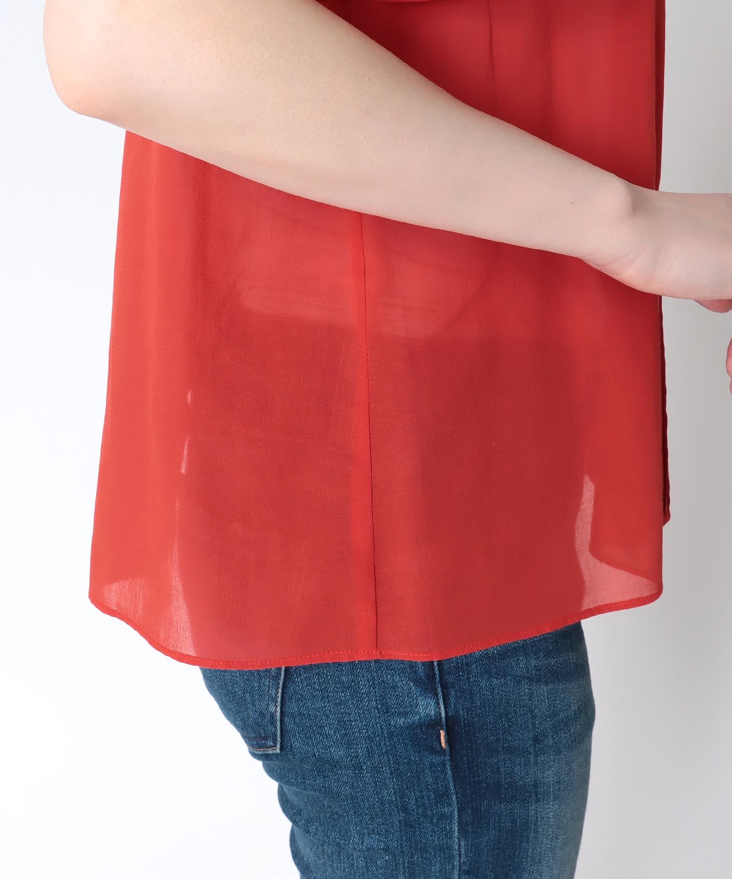 シフォン オリジナルレース半袖ブラウス