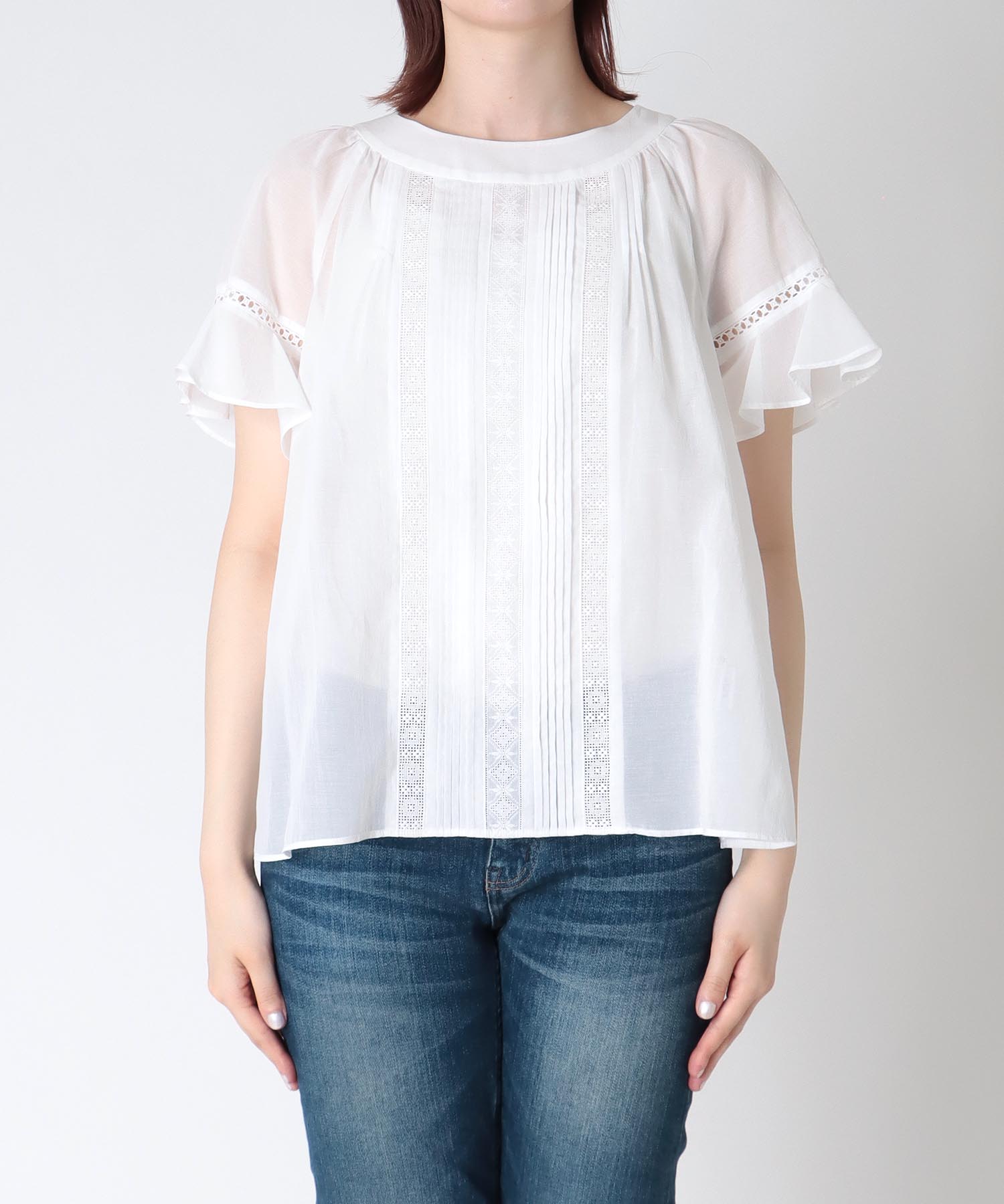 シフォン オリジナルレース半袖ブラウス