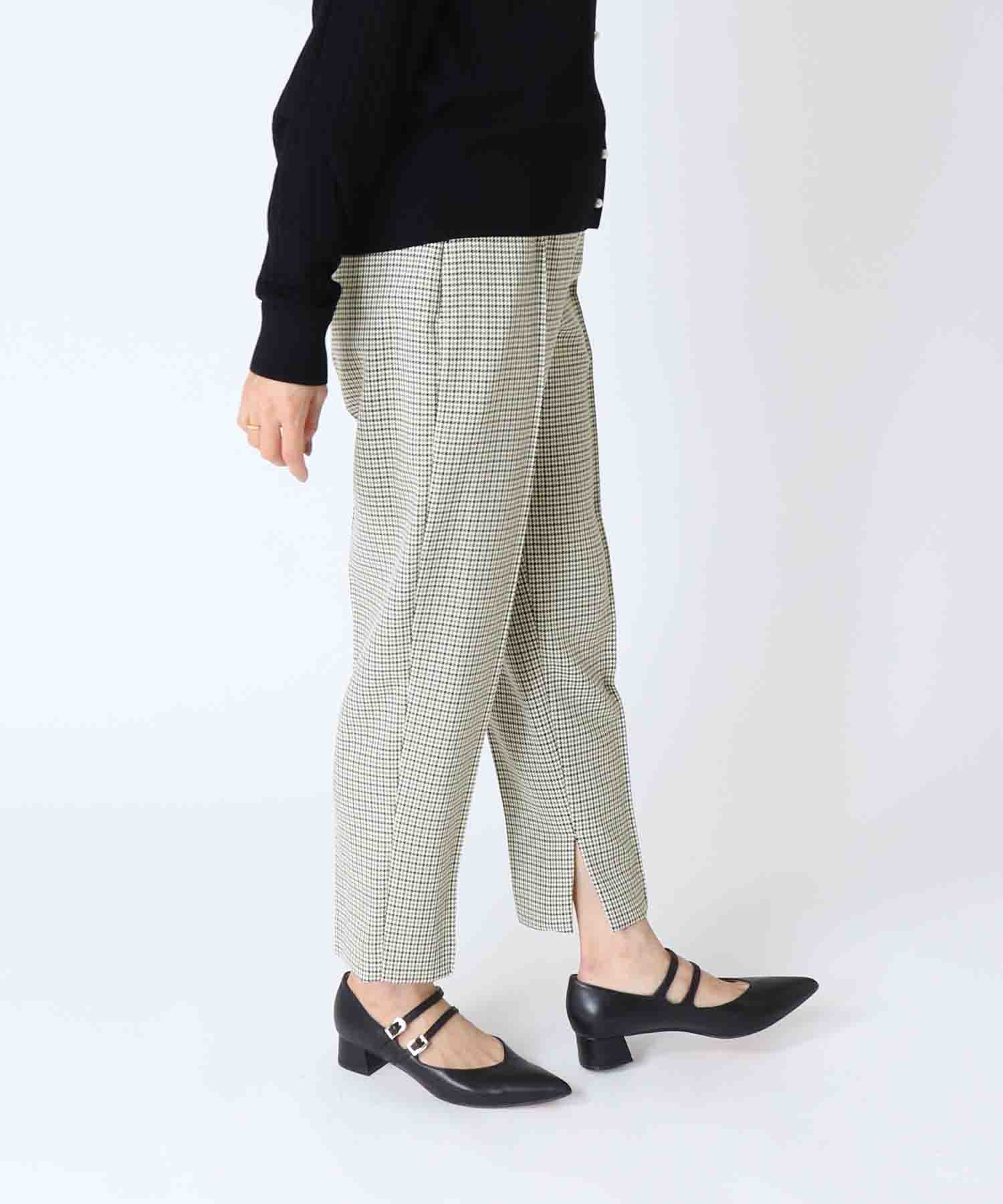 千鳥チェックセンタープレス テーパードパンツ