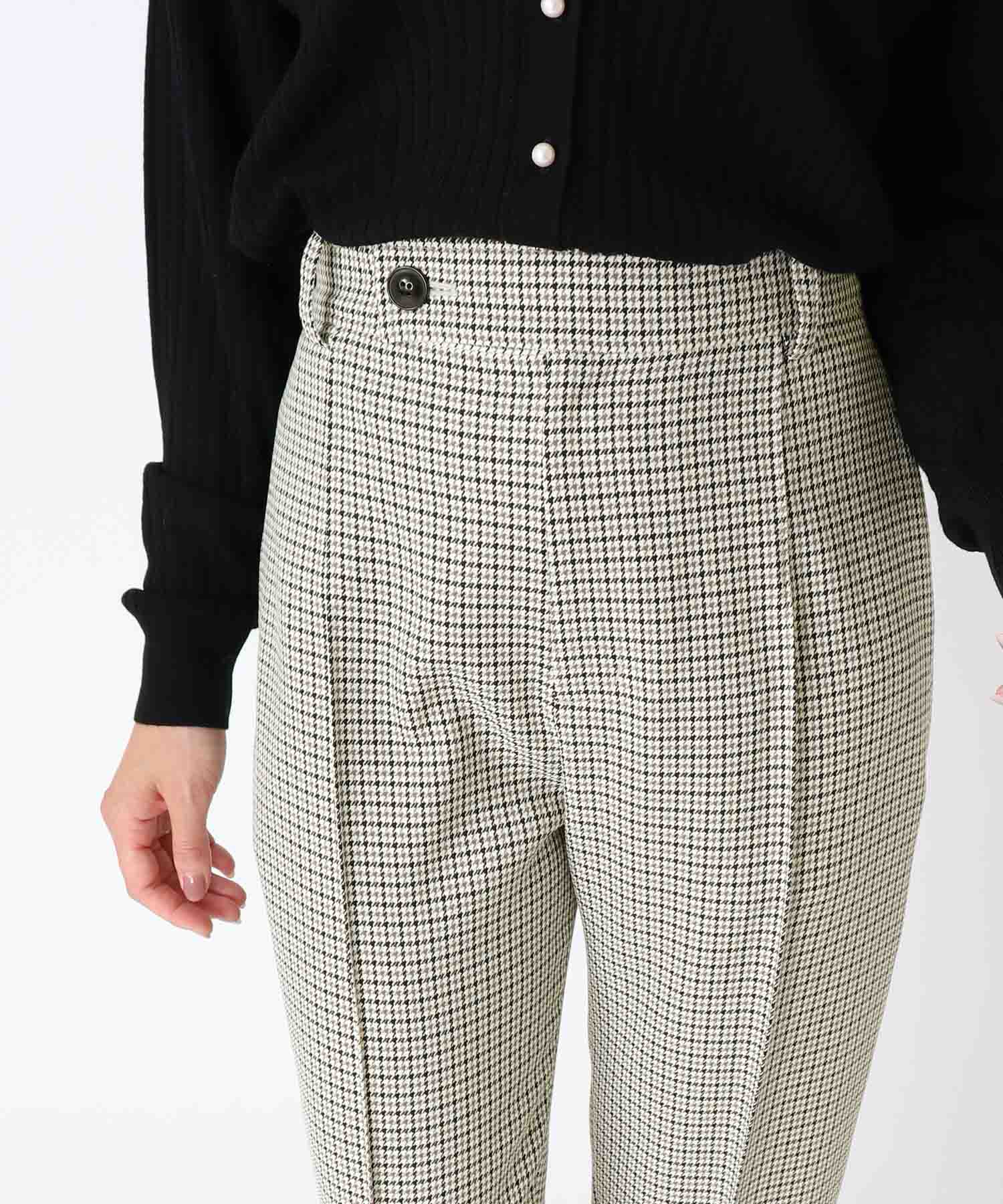 千鳥チェックセンタープレス テーパードパンツ