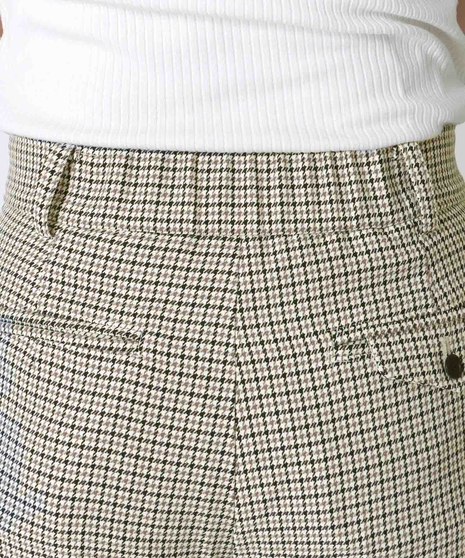 千鳥チェックセンタープレス テーパードパンツ