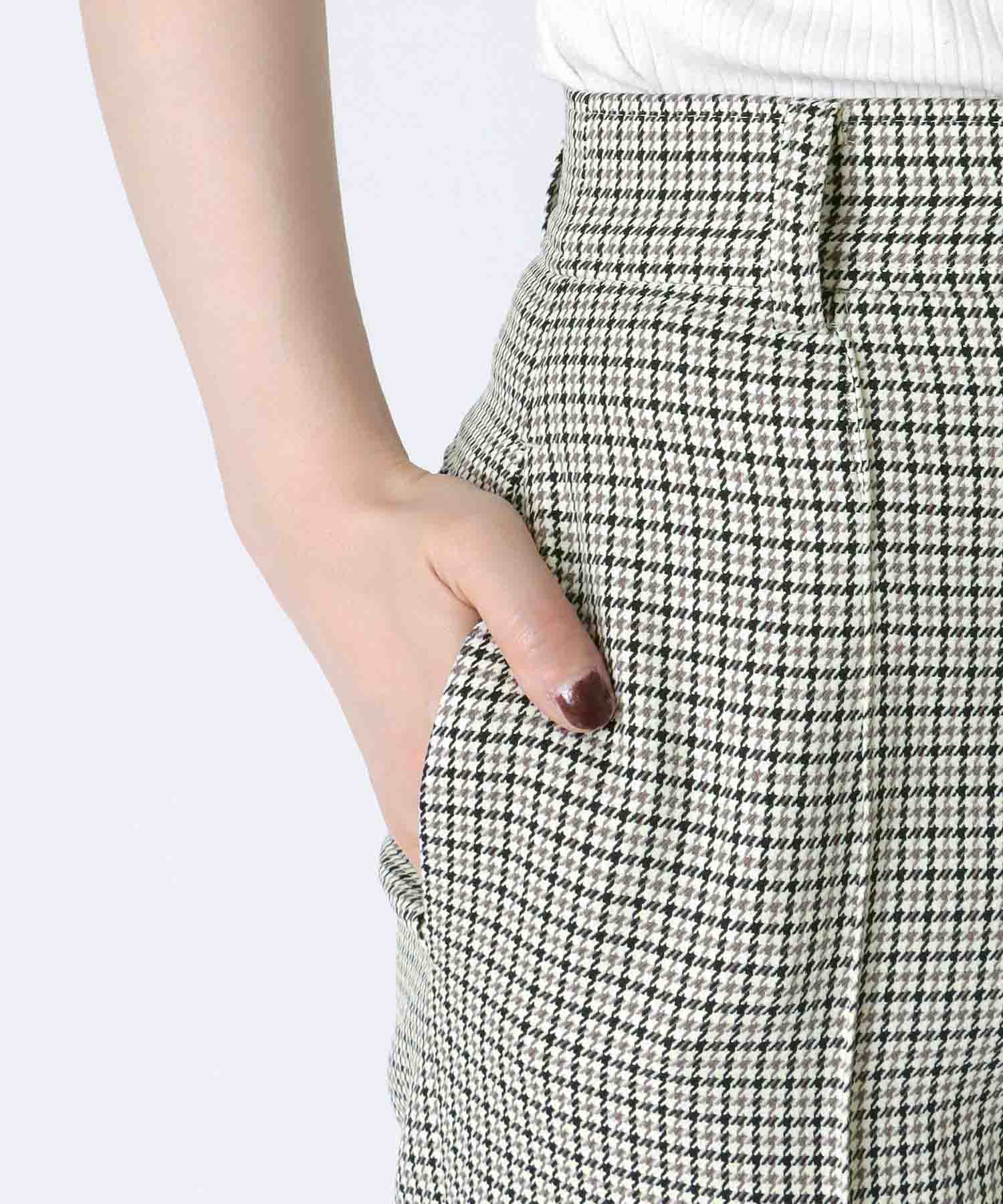 千鳥チェックセンタープレス テーパードパンツ