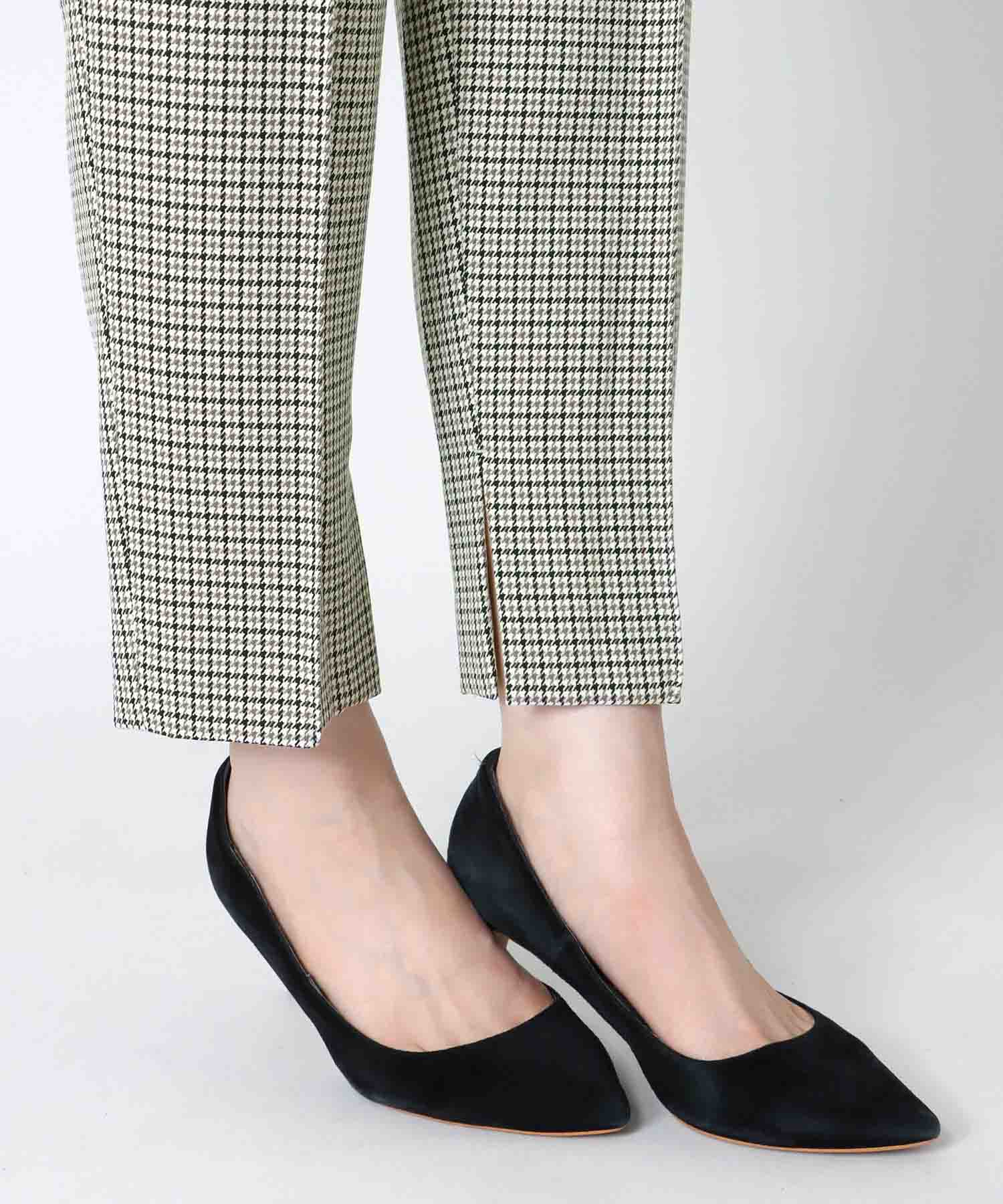 千鳥チェックセンタープレス テーパードパンツ