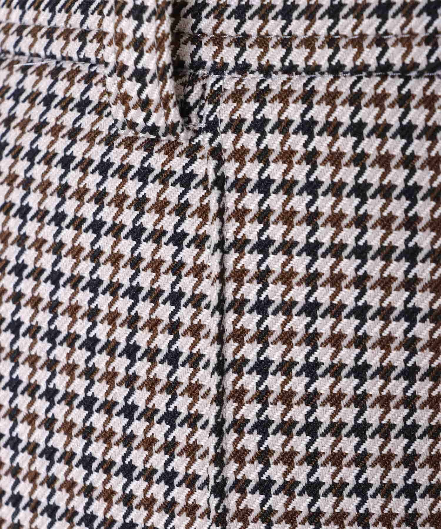 千鳥チェックセンタープレス テーパードパンツ