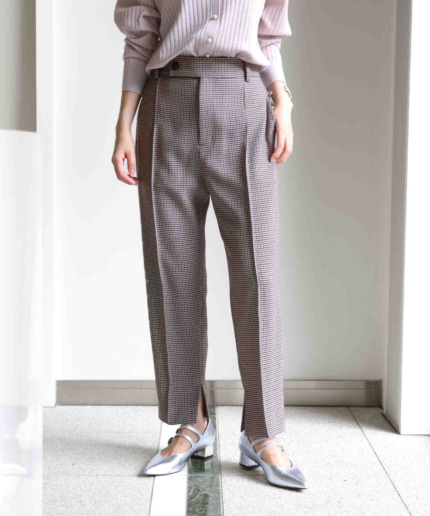 千鳥チェックセンタープレス テーパードパンツ | AND ON JIONE STORE