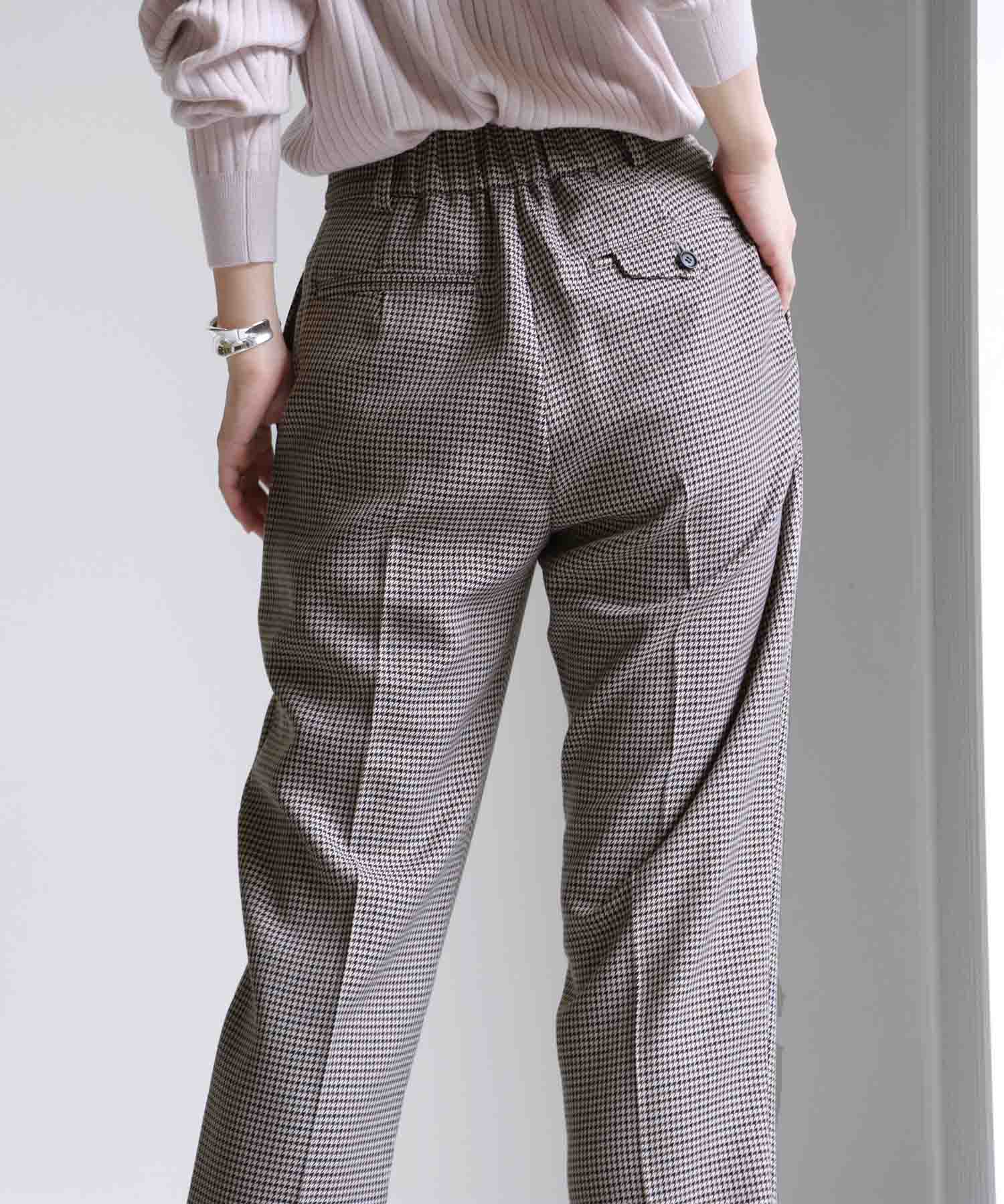 千鳥チェックセンタープレス テーパードパンツ