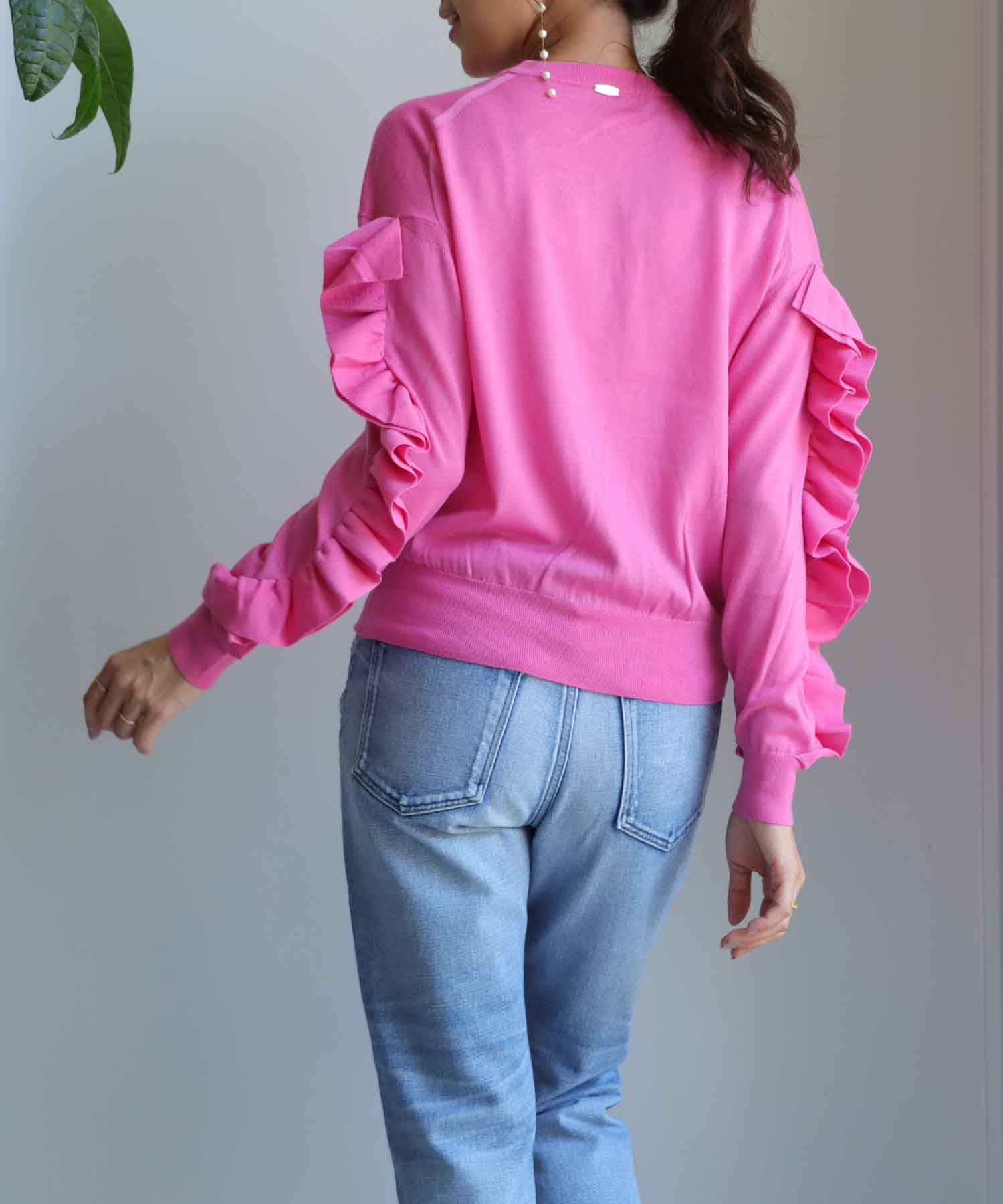 エクストラファインウール　フリルデザインニット