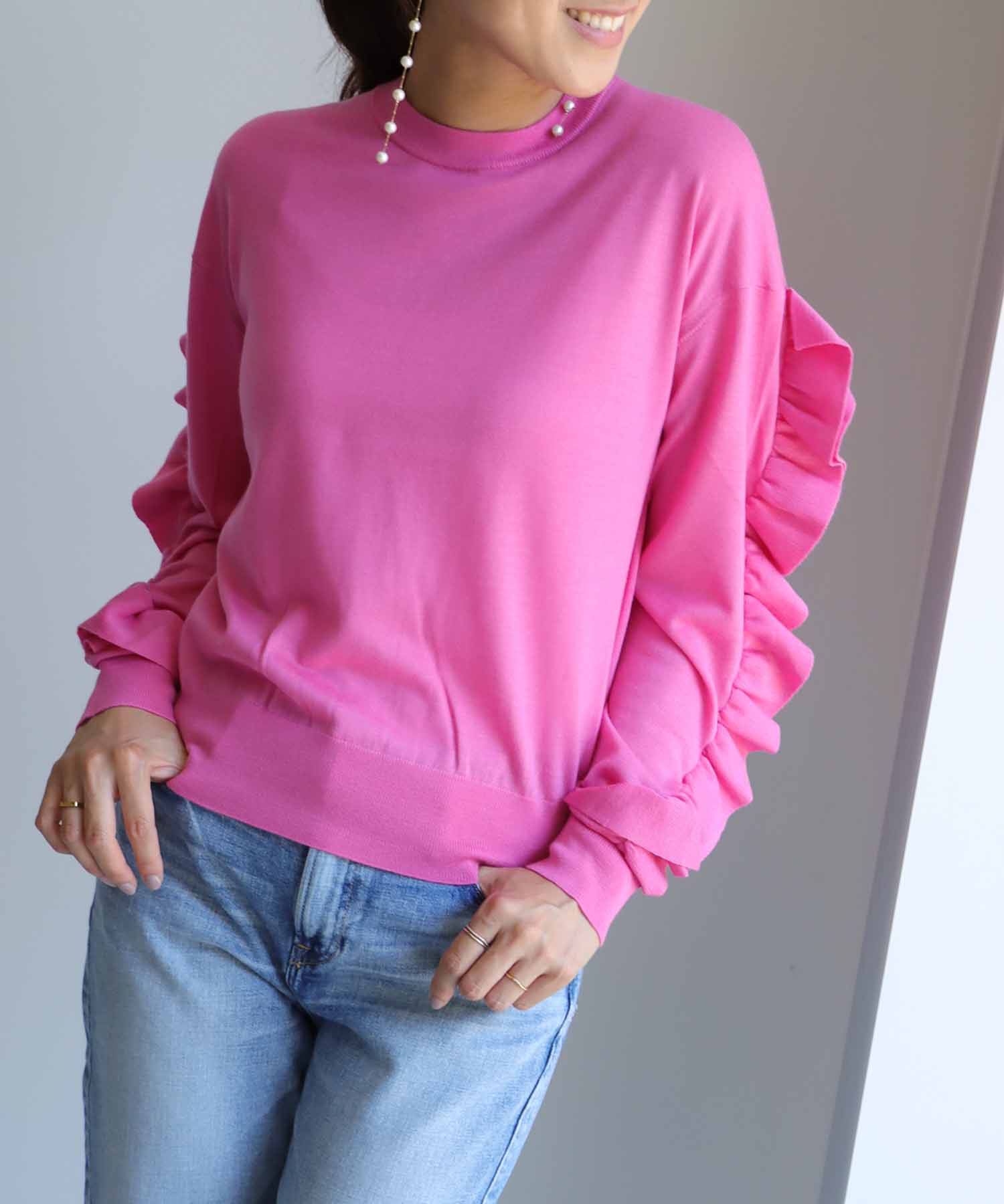 エクストラファインウール　フリルデザインニット