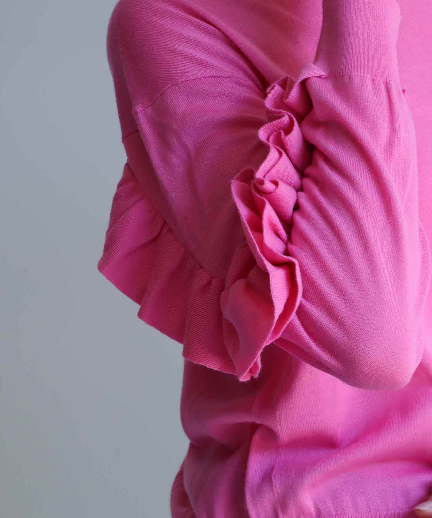 エクストラファインウール　フリルデザインニット