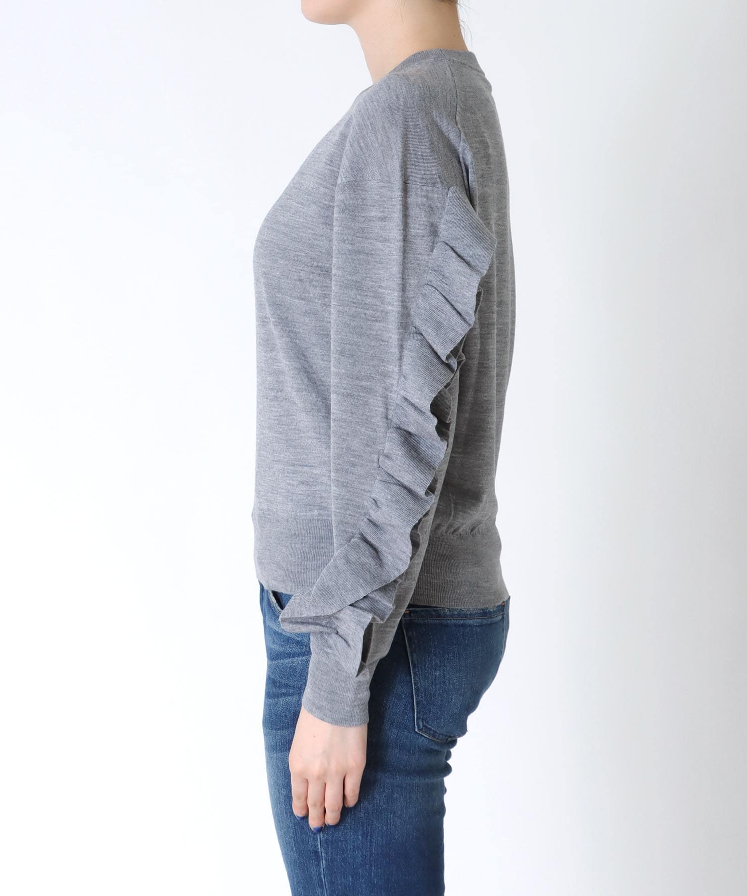 エクストラファインウール　フリルデザインニット