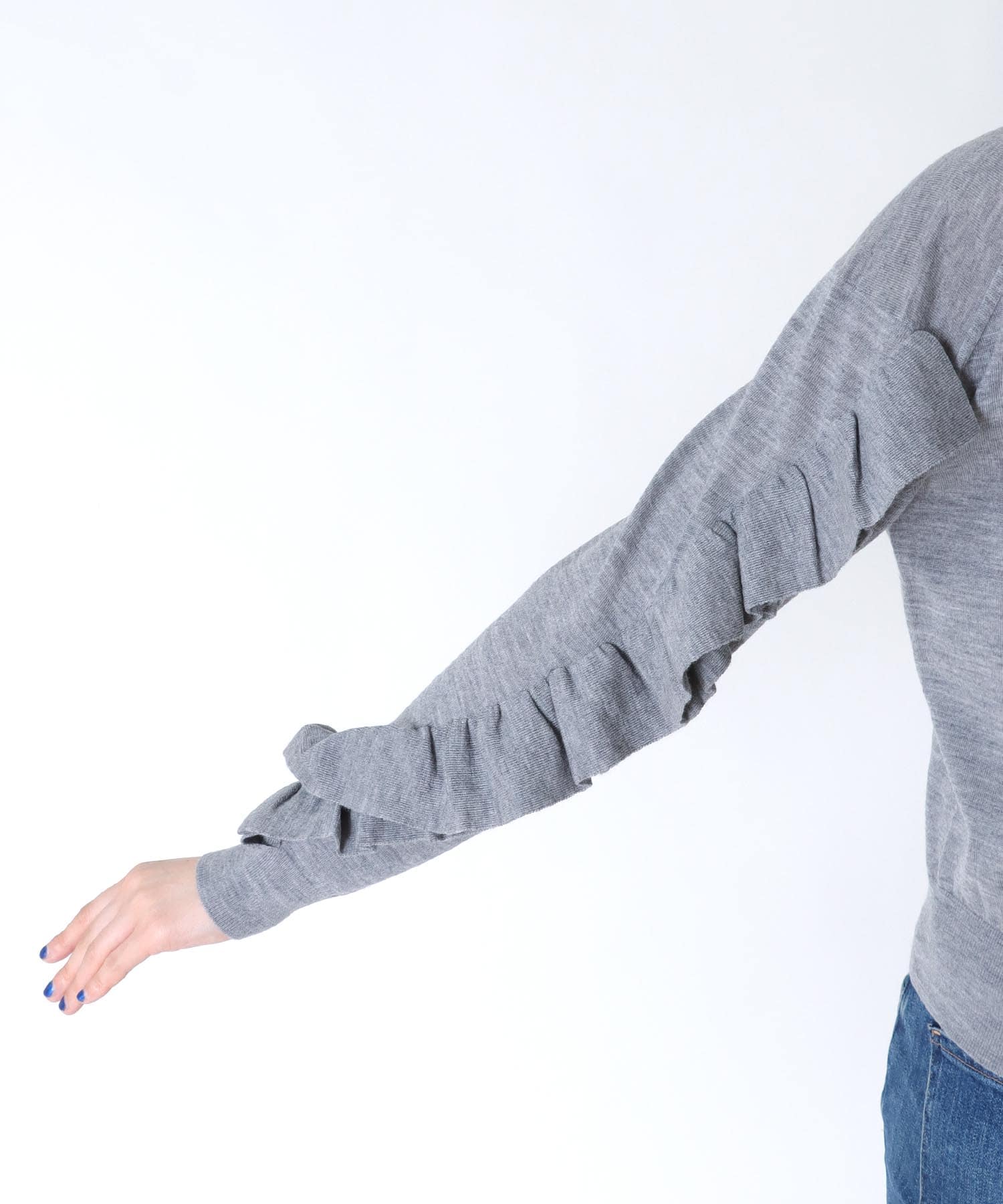 エクストラファインウール　フリルデザインニット