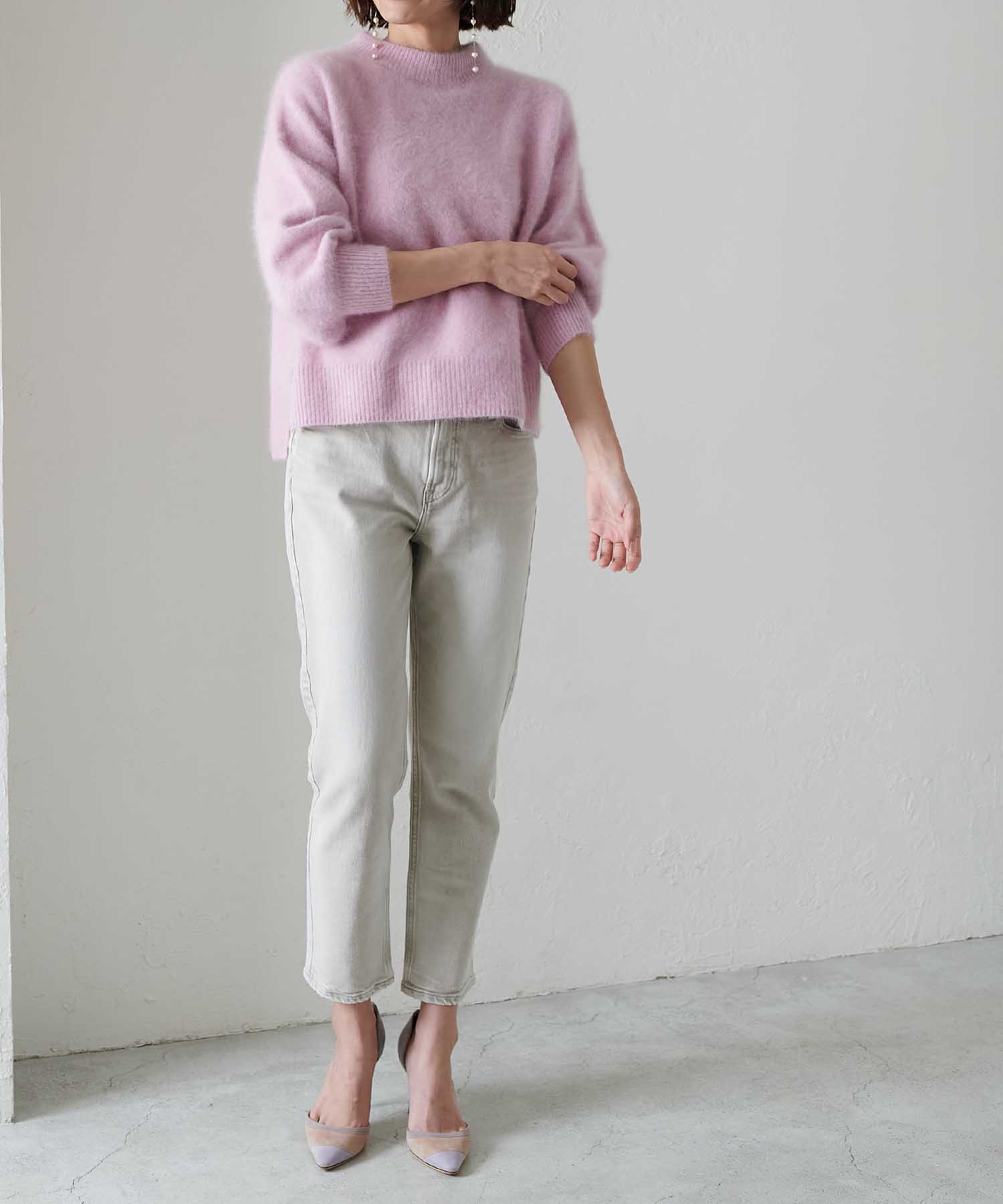 ラクーン ボリュームスリーブモックネックニット