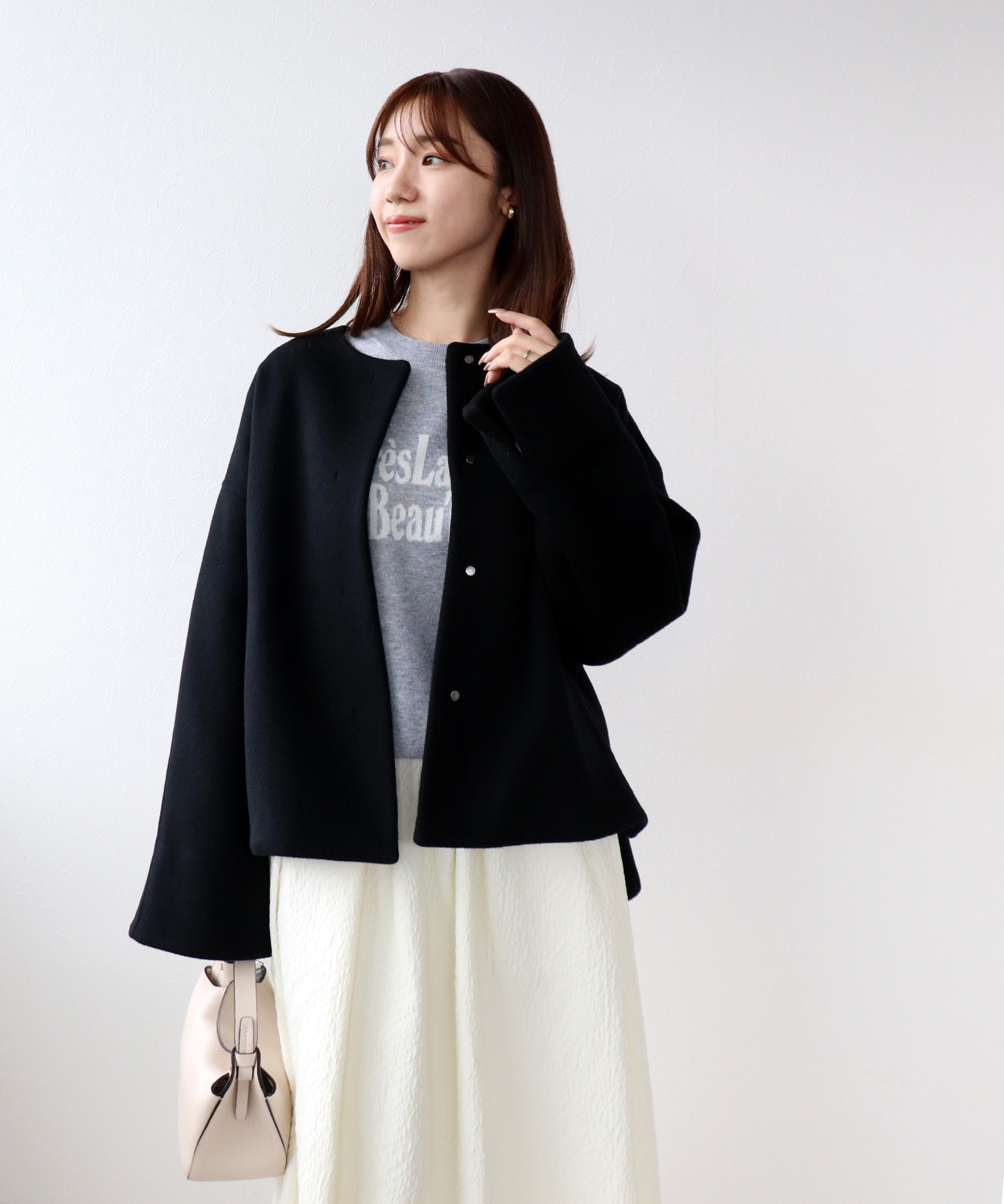 シャルム加工スーパー110s ノーカラーフォルムジャケット